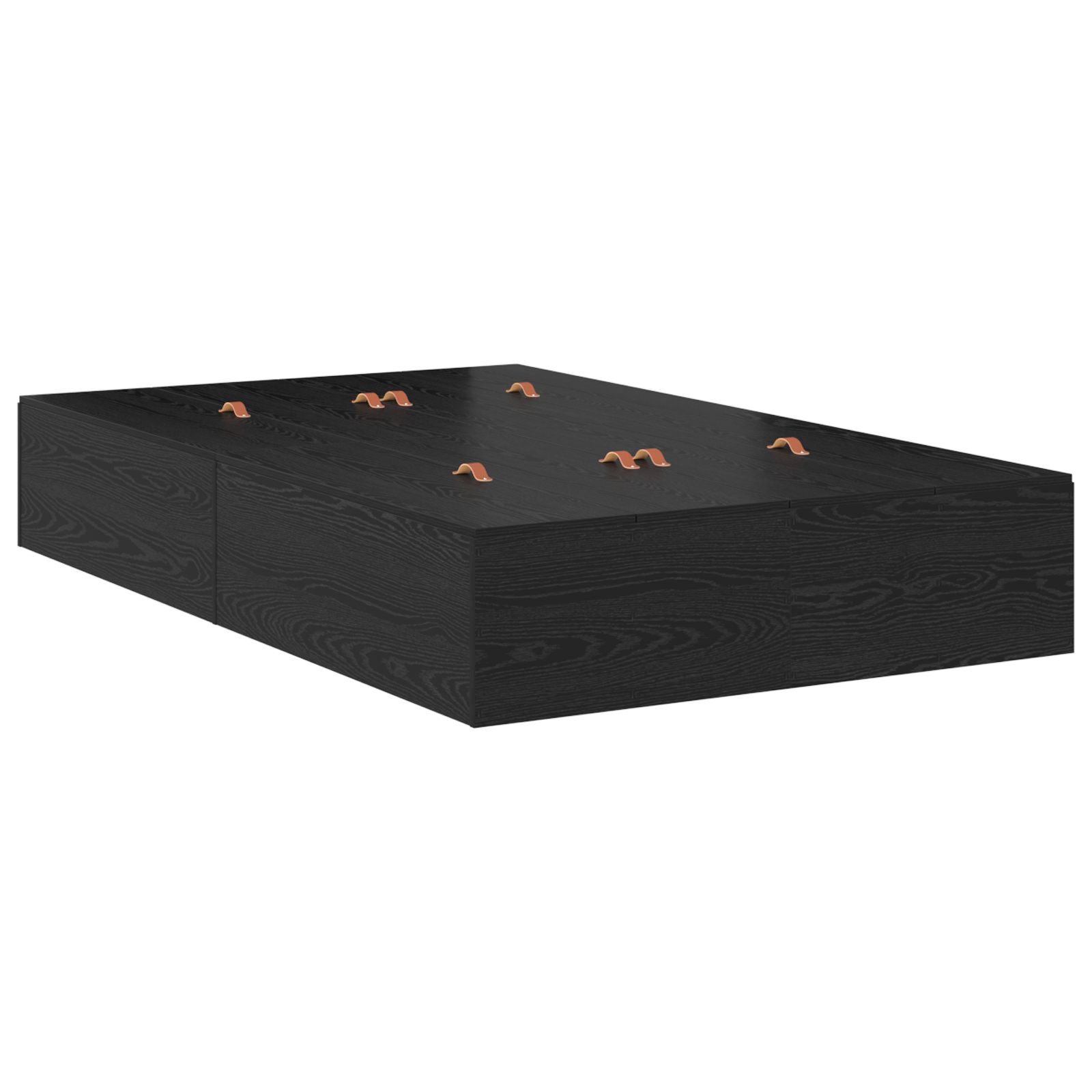 Seng med lagring Svart Eik 120 x 190 cm Konstruert tre