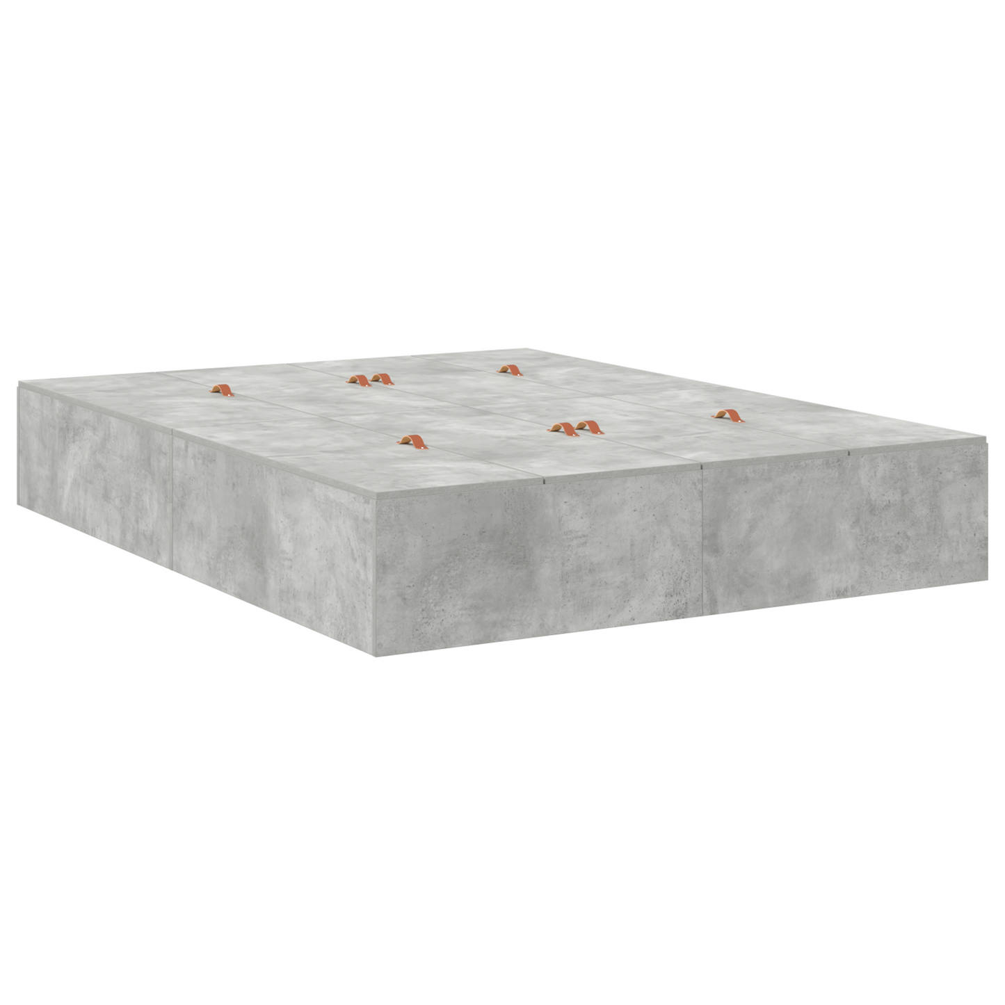 Seng med lagring Betonggrå 140 x 190 cm Konstruert tre