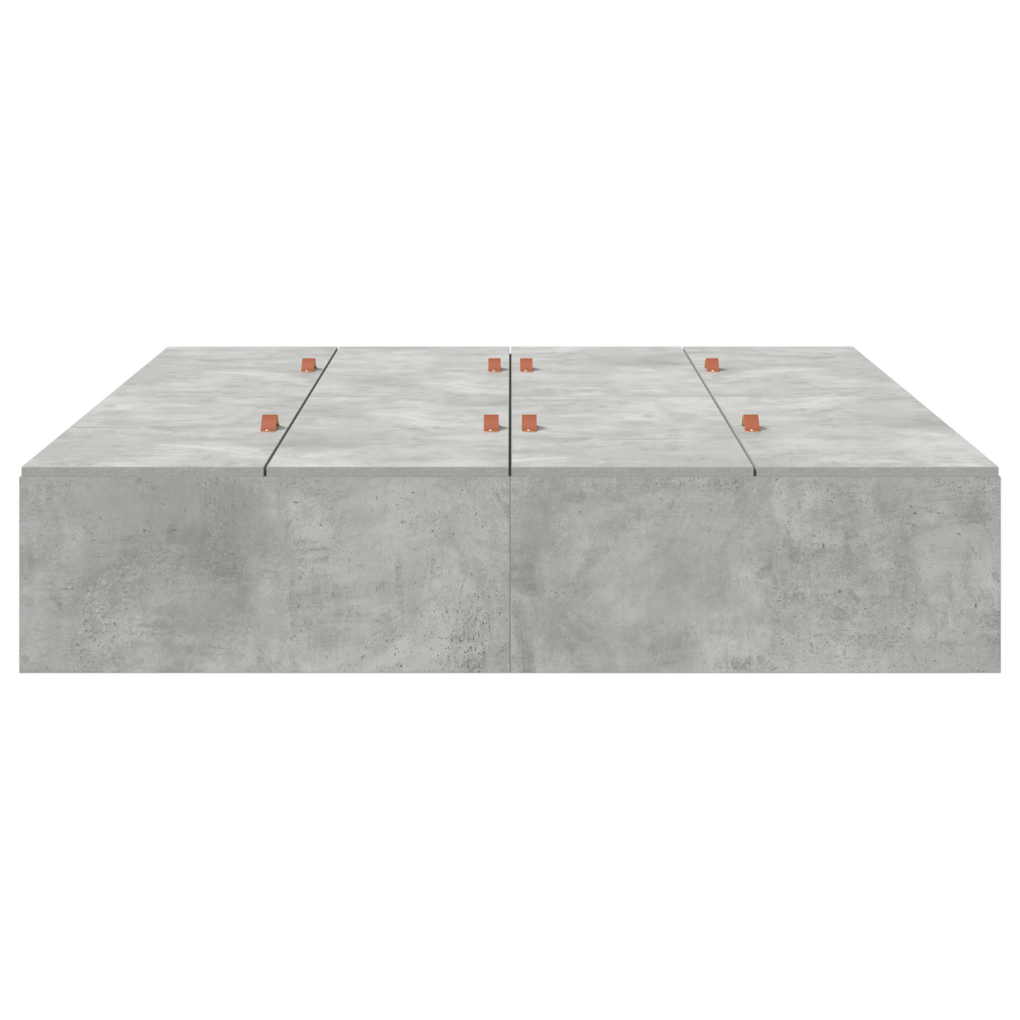 Seng med lagring Betonggrå 140 x 190 cm Konstruert tre