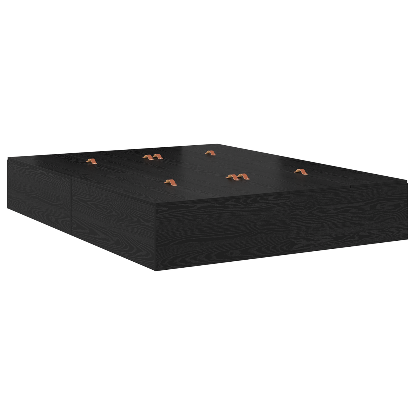 Seng med lagring Svart Eik 135 x 190 cm Konstruert tre