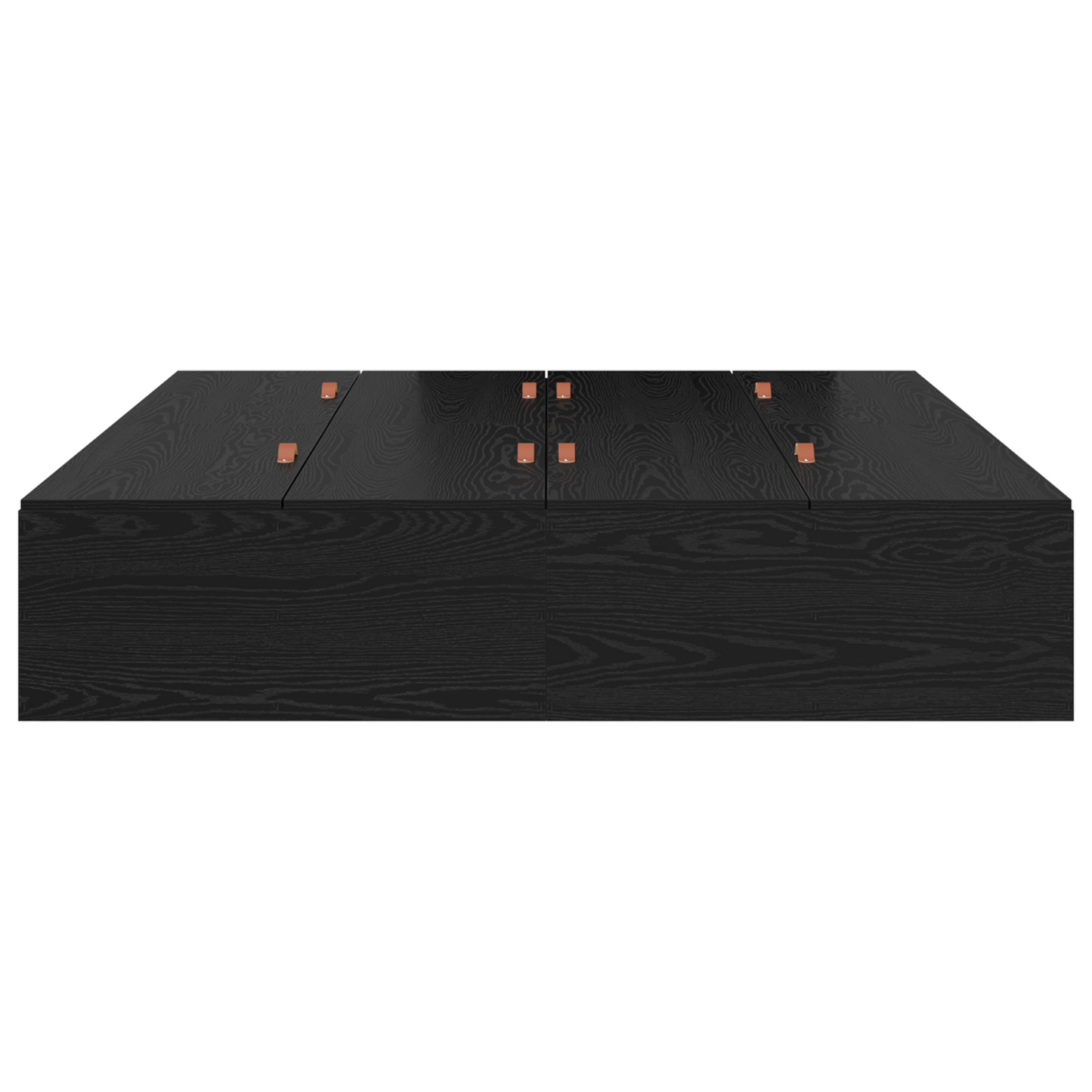 Seng med lagring Svart Eik 135 x 190 cm Konstruert tre
