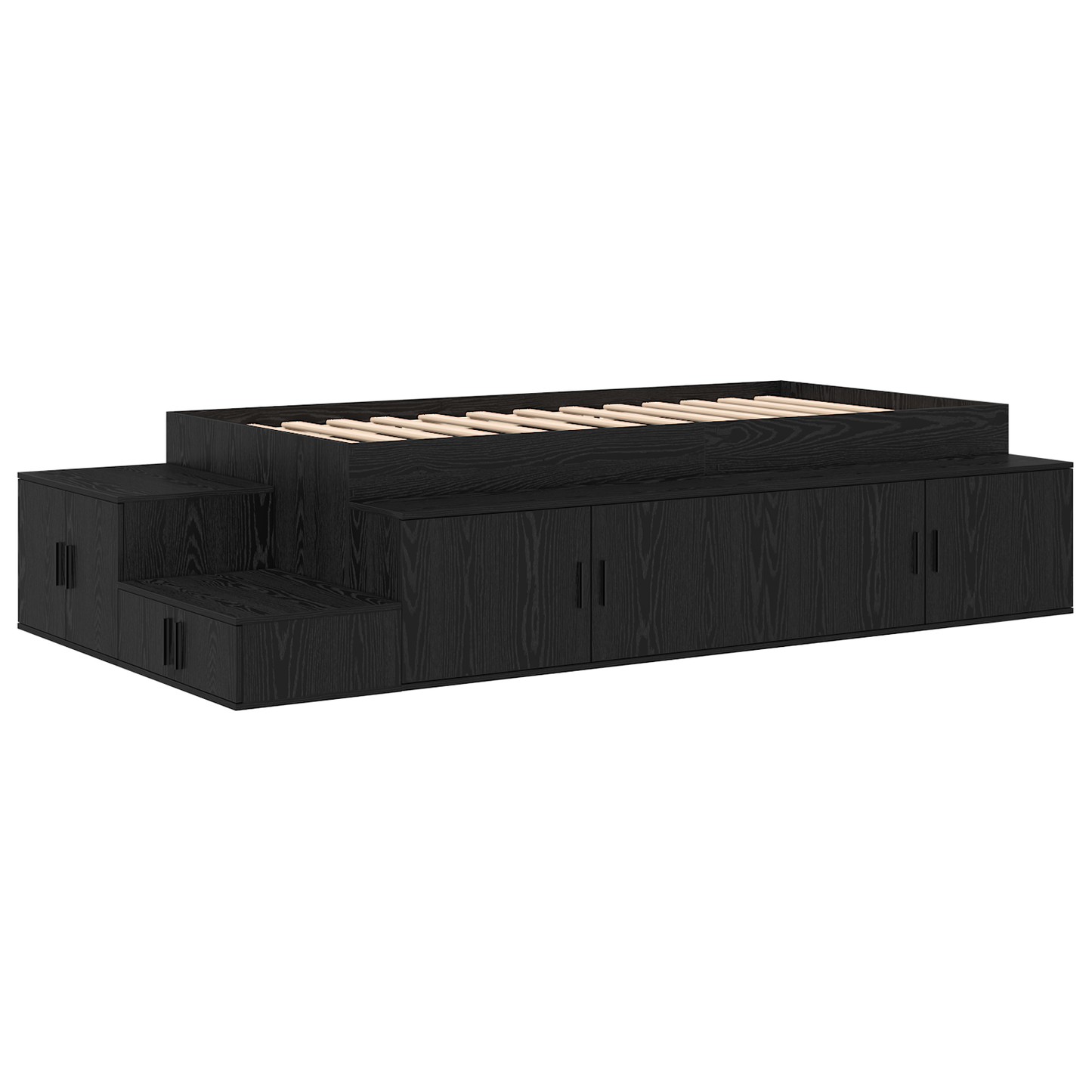 Seng med lagring Svart eik 234 x 103 x 53.5 cm Konstruert tre