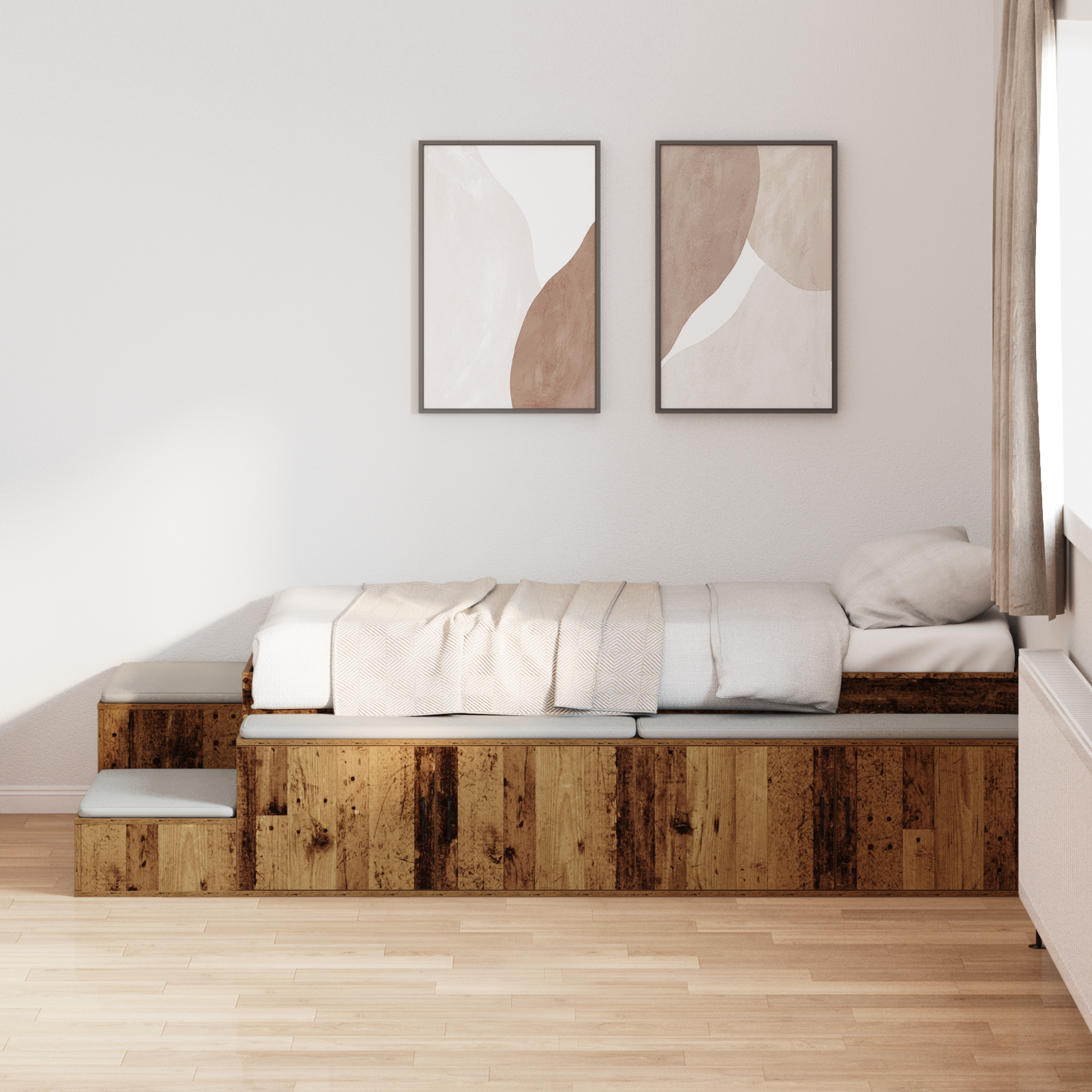 Seng med lagring Gammelt tre 234 x 103 x 53.5 cm Konstruert tre