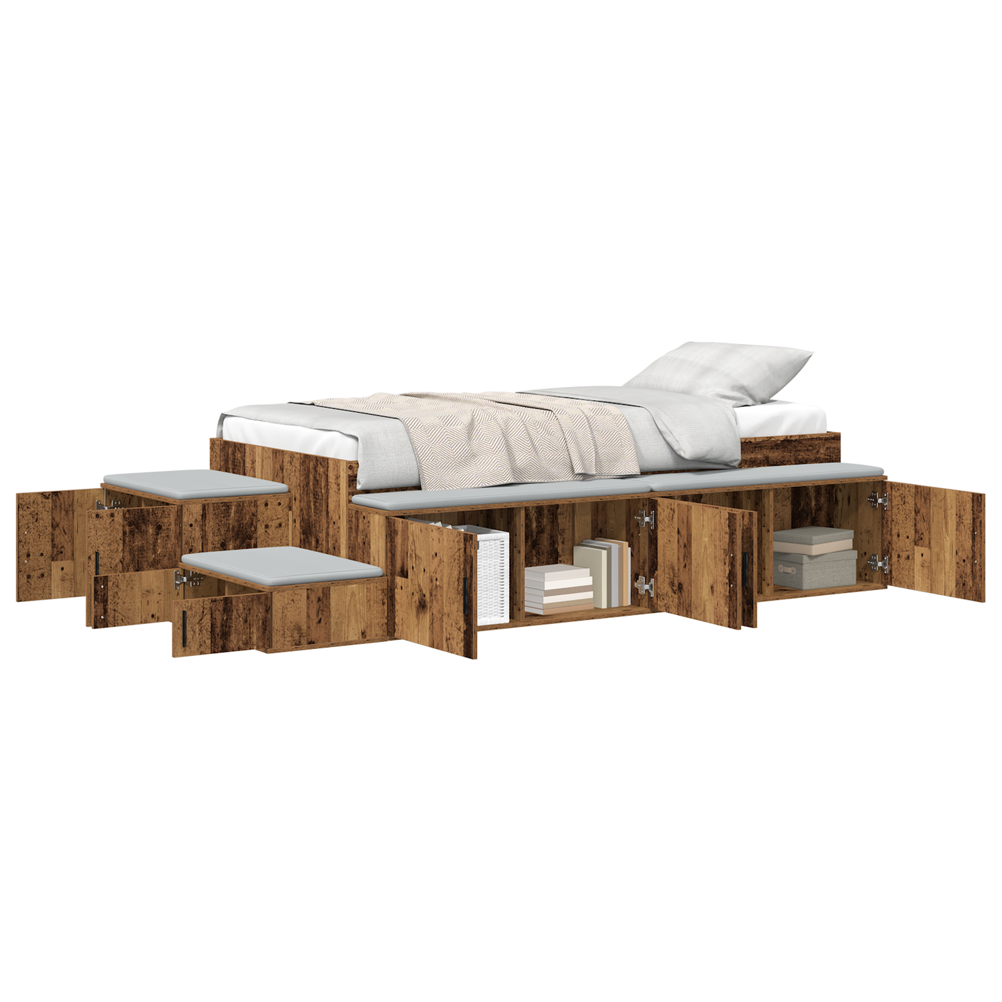 Seng med lagring Gammelt tre 234 x 103 x 53.5 cm Konstruert tre