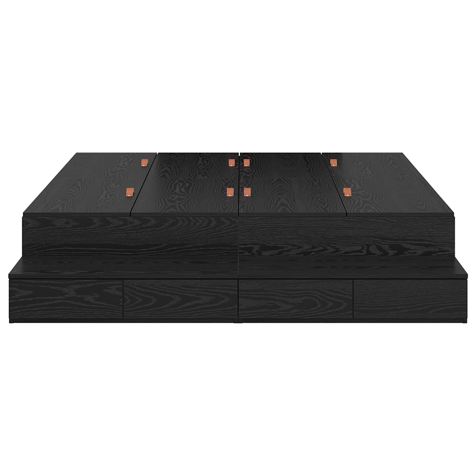 Seng med lagring med skuff Svart Eik 140 cm Konstruert tre