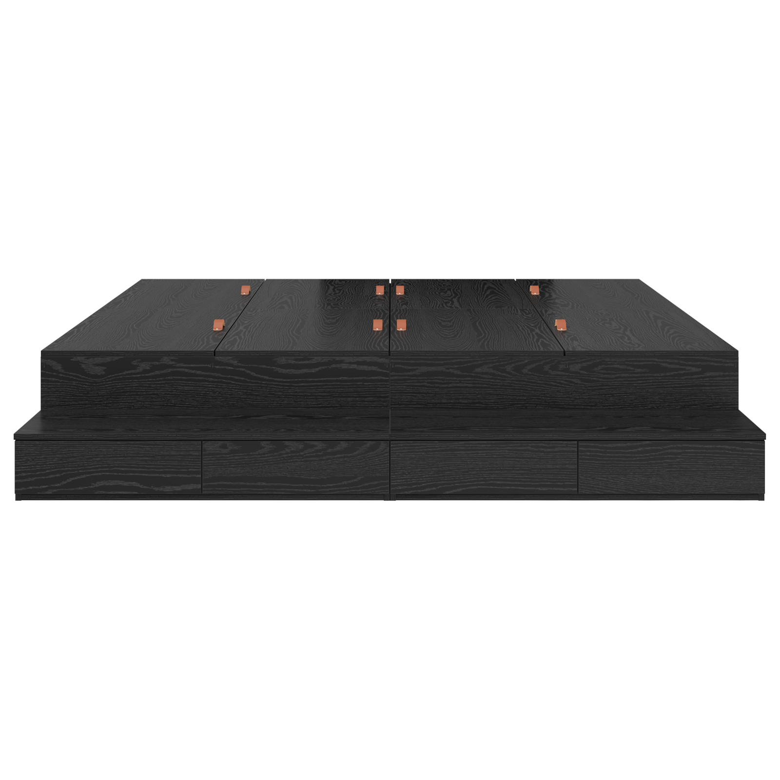 Seng med lagring med skuff Svart Eik 180 cm Konstruert tre