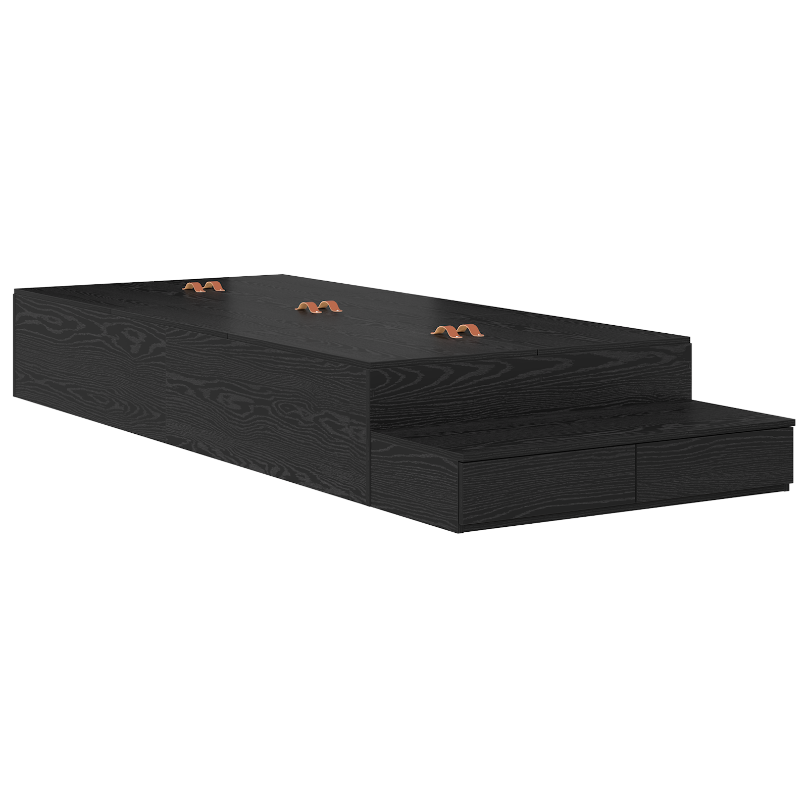 Seng med lagring med skuff Svart Eik 90 cm Konstruert tre