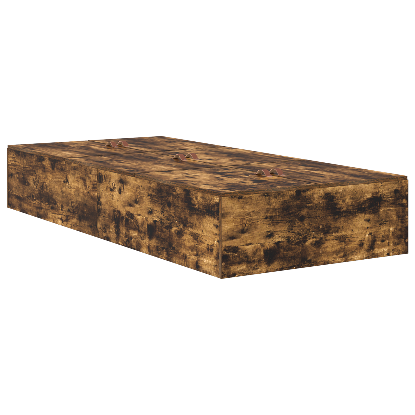 Seng med lagring med skuff Røkt eik 90 cm Konstruert tre