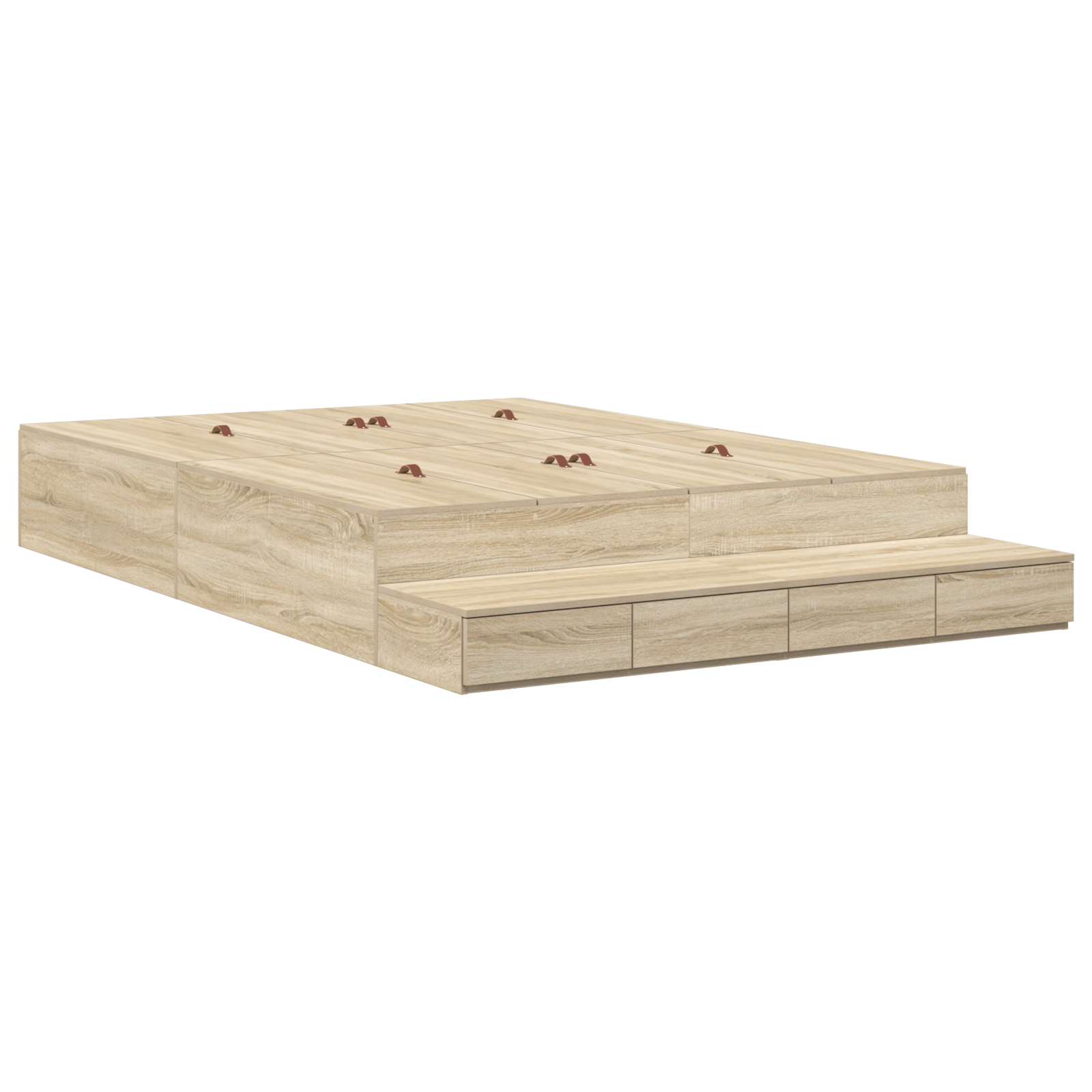 Seng med lagring med skuff Sonoma eik 135 cm Konstruert tre