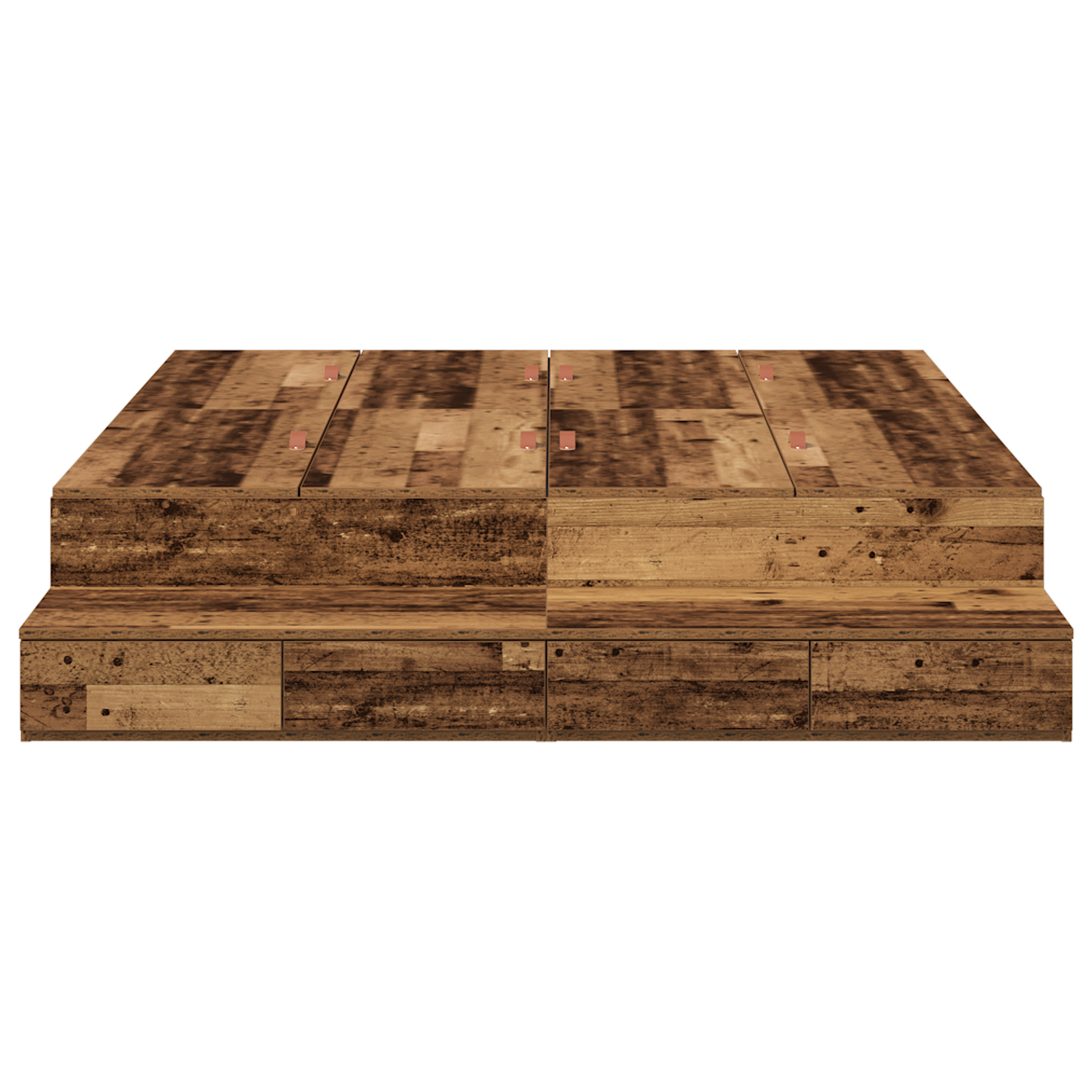 Seng med lagring med skuff Gamle tre 135 cm Konstruert tre