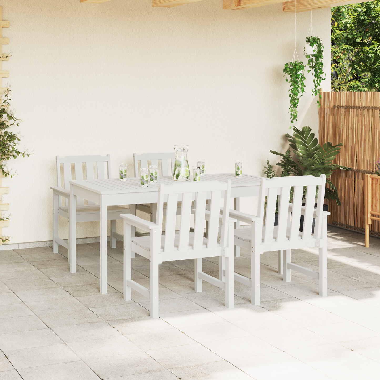 Hage Stol 4 pcs Hvit 65,5 x 59 x 88 cm Polyethylen