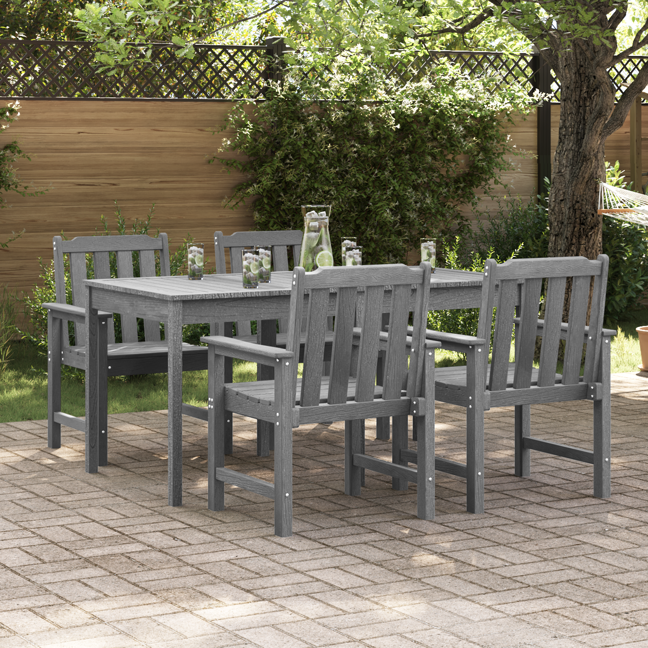 Hage spisestol med pute 4 pcs Lysegrå 65.5 x 55.5 x 88cm Plast