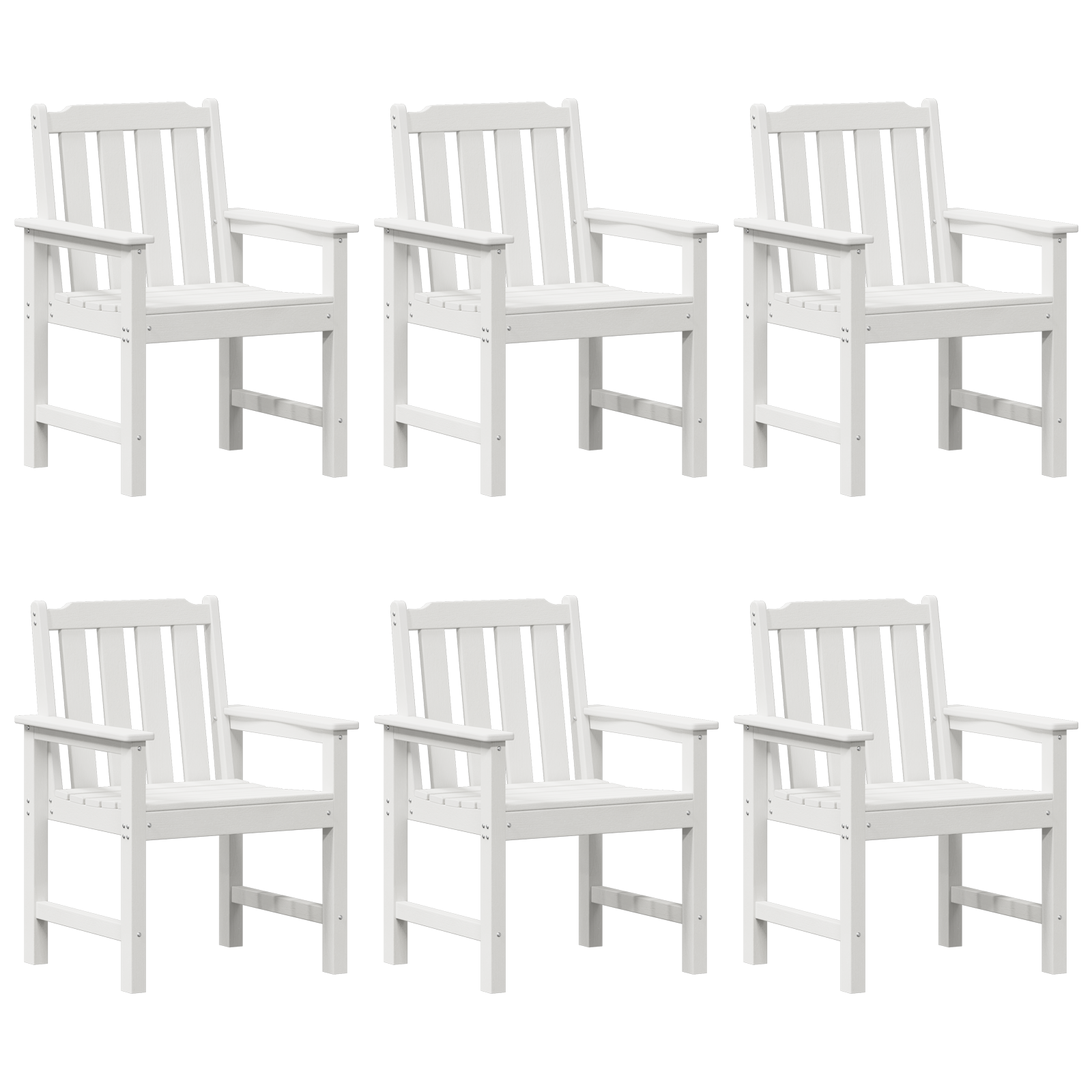 Hage spisestol 6 pcs Hvit 65.5 x 55.5 x 88cm Plast