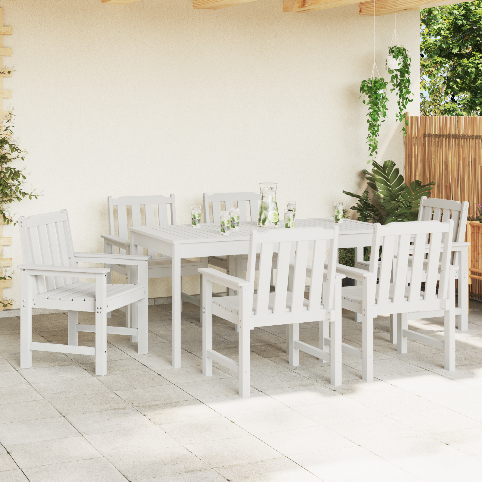 Hage spisestol 6 pcs Hvit 65.5 x 55.5 x 88cm Plast