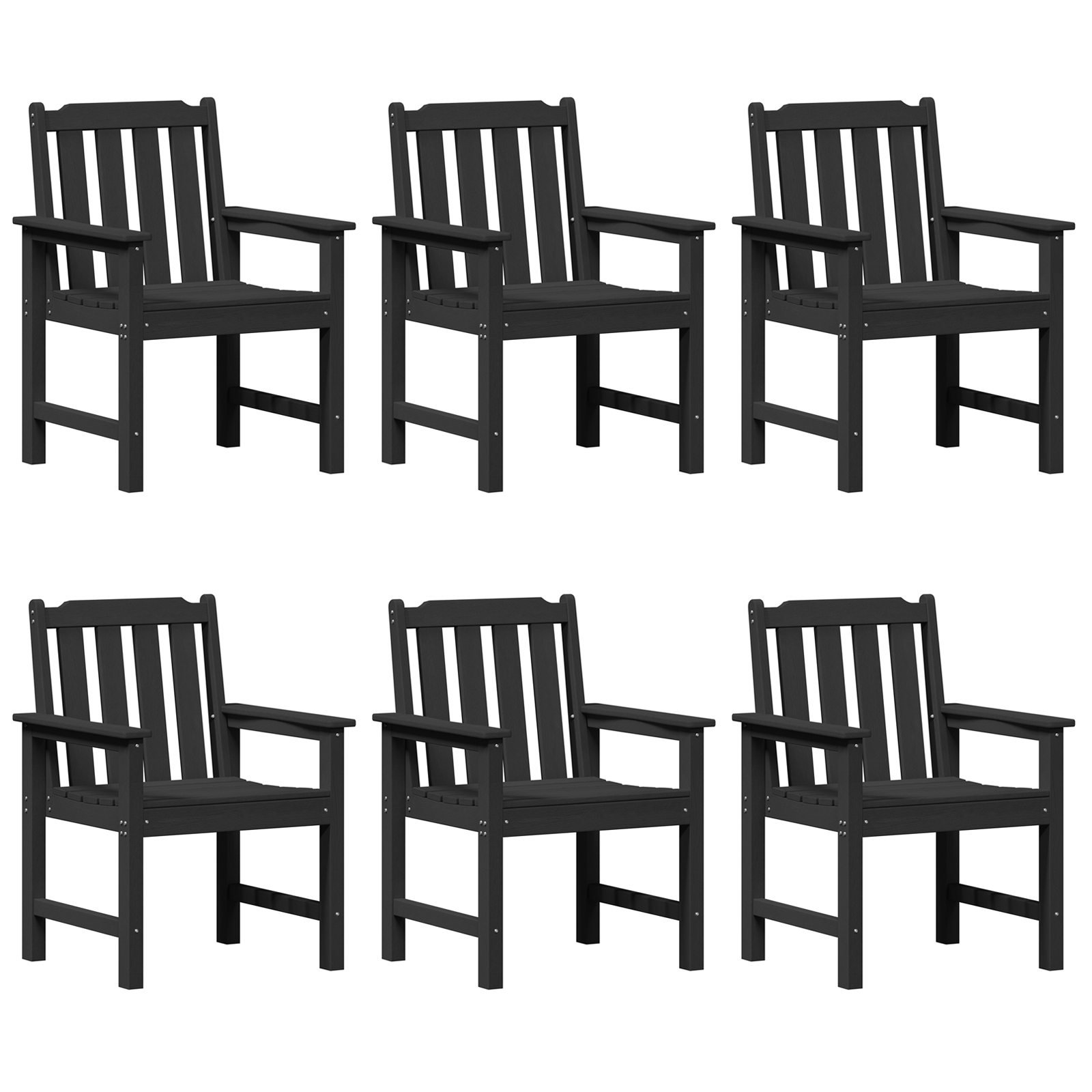 Hage spisestol 6 pcs Svart 65.5 x 55.5 x 88cm Plast