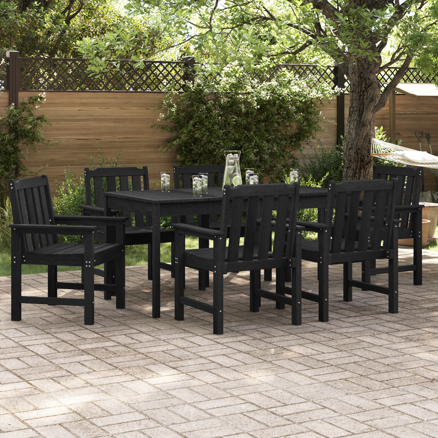 Hage Stol 6 pcs Svart 65,5 x 59 x 88 cm Polyethylen