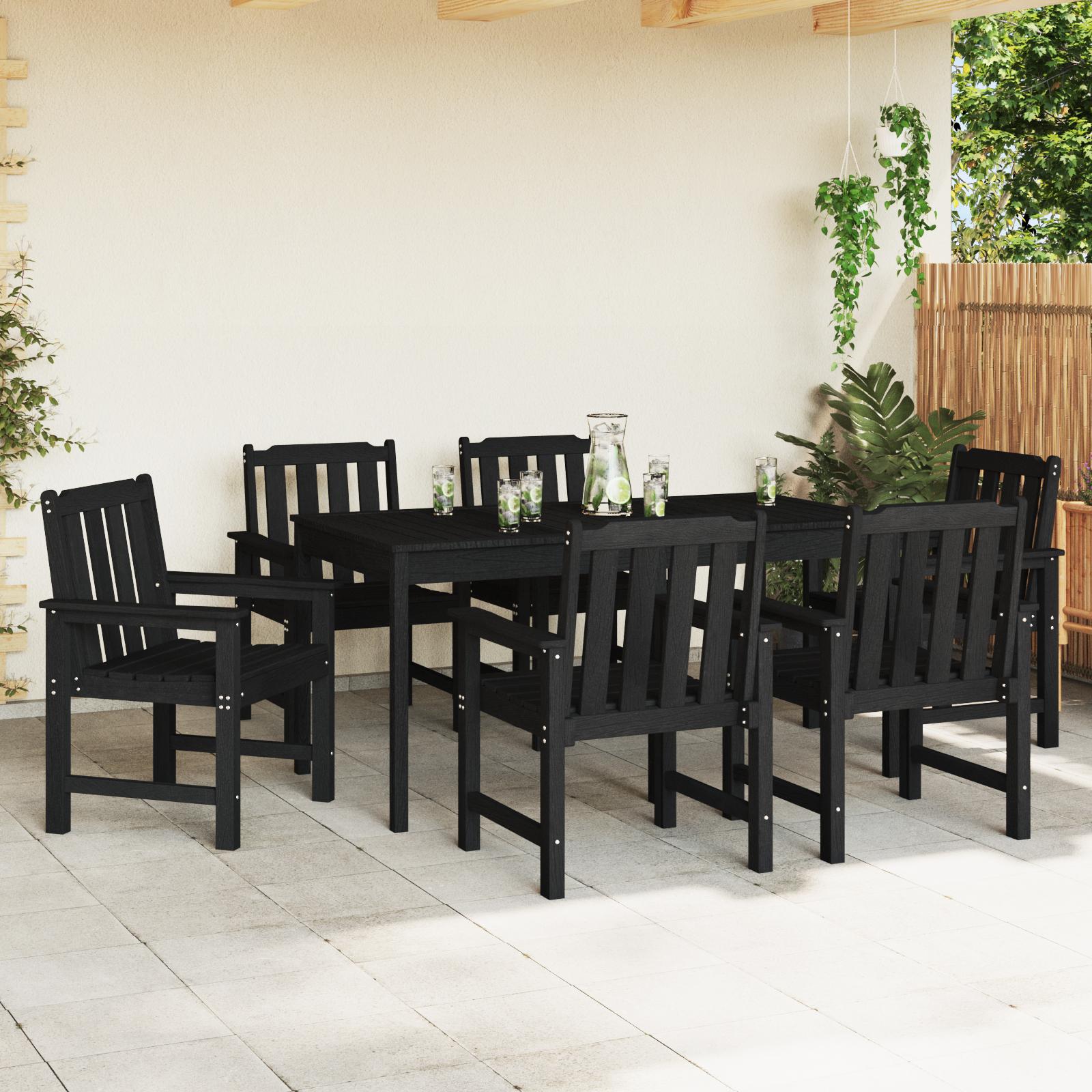 Hage spisestol 6 pcs Svart 65.5 x 55.5 x 88cm Plast