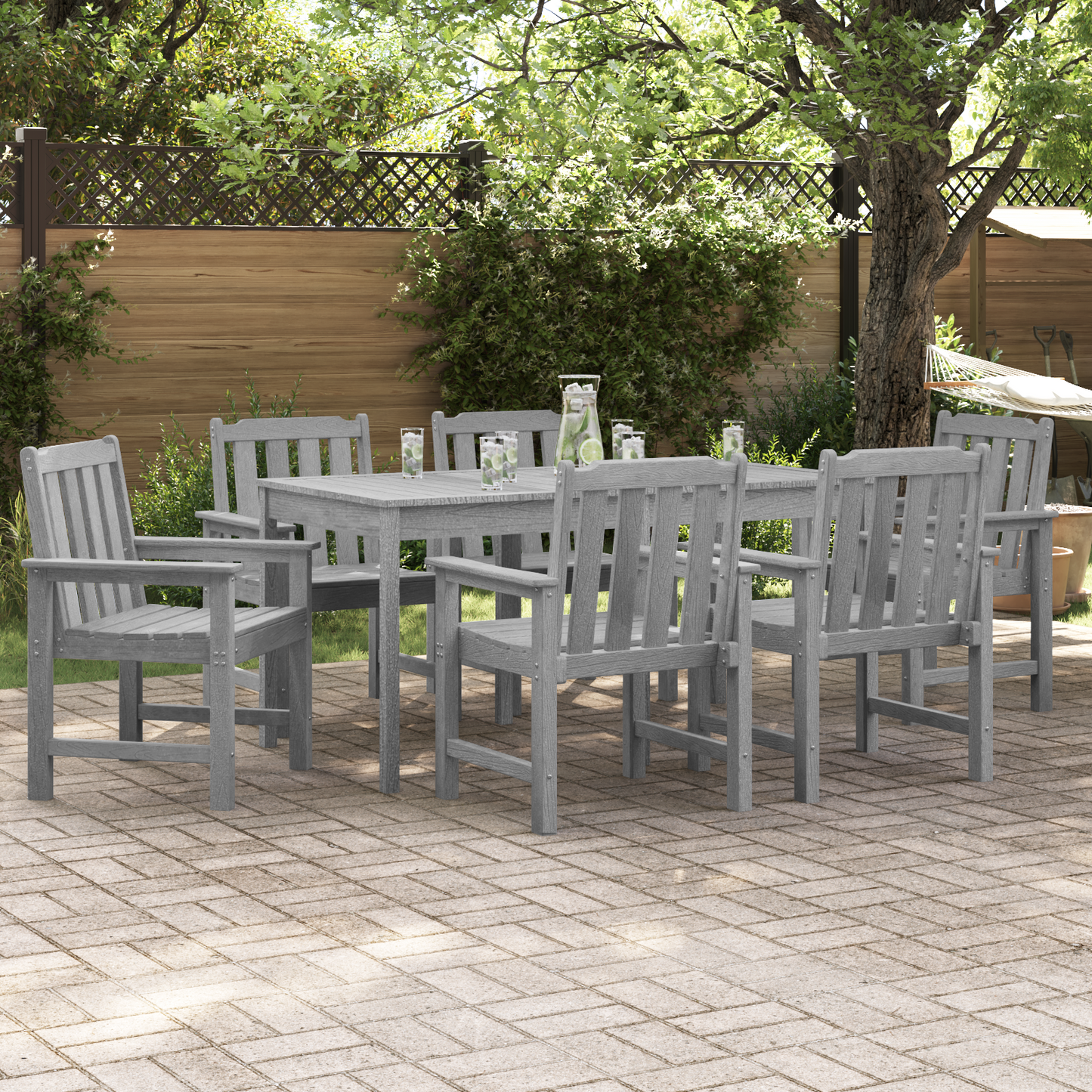 Hage Stol 6 pcs Lysegrå 65,5 x 59 x 88 cm Polyethylen
