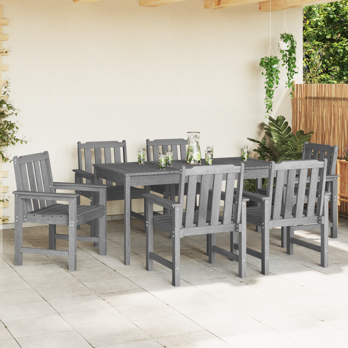 Hage Stol 6 pcs Lysegrå 65,5 x 59 x 88 cm Polyethylen