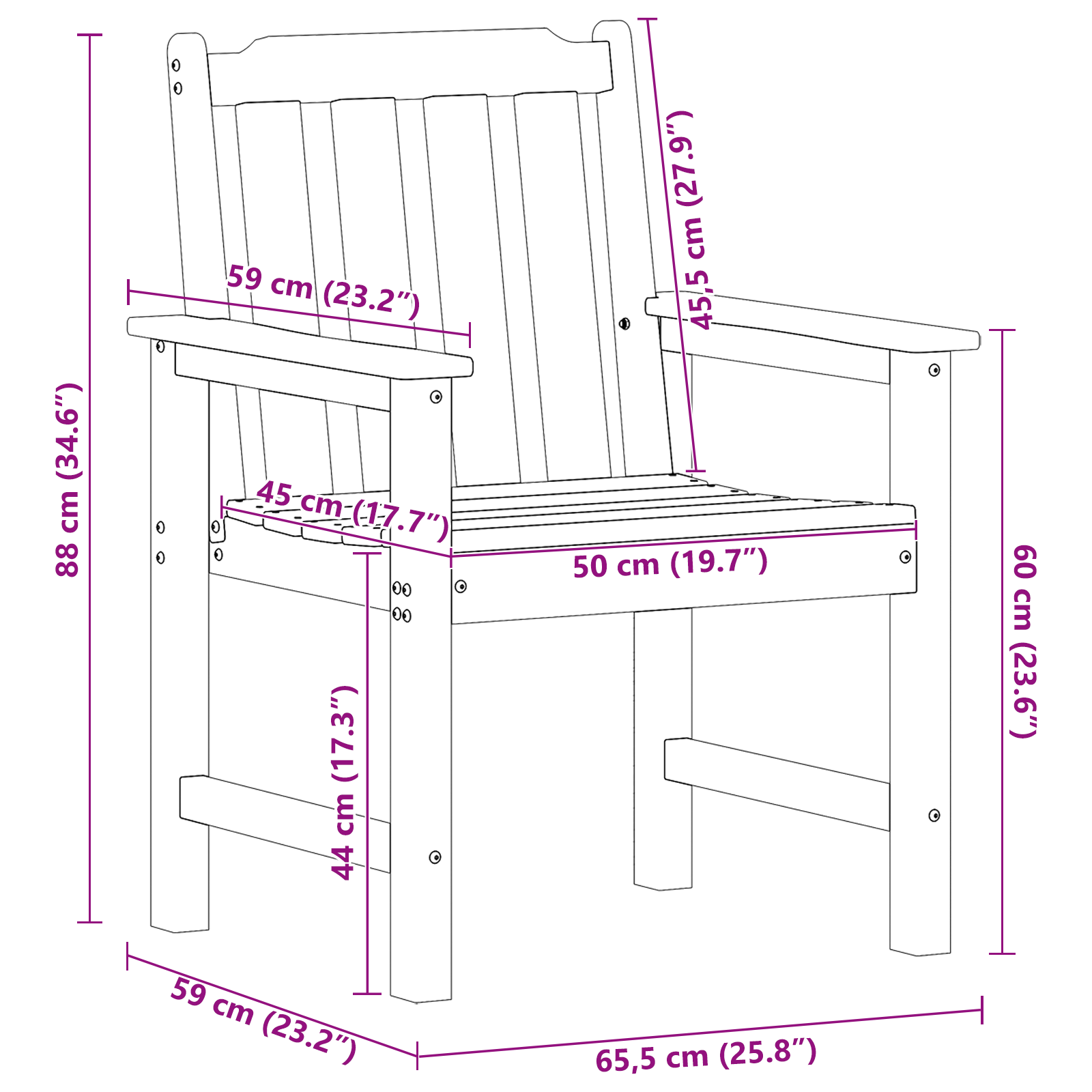 Hage spisestol 6 pcs Lysegrå 65.5 x 55.5 x 88cm Plast