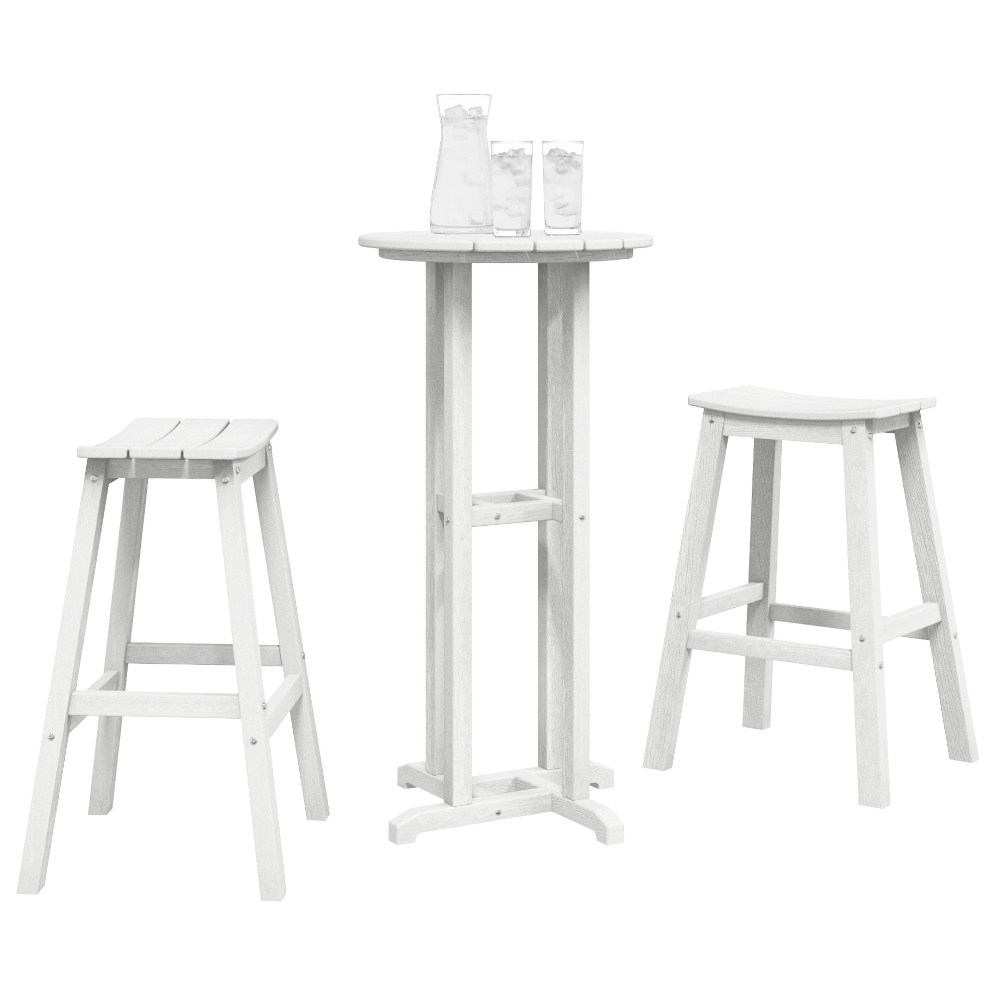 Hage bar sett 3 pcs Hvit HDPE