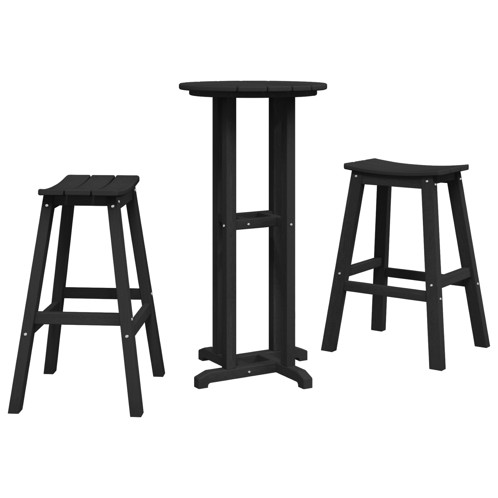Hage bar sett 3 pcs Svart HDPE