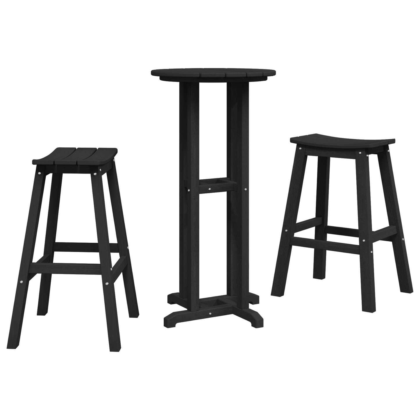 Hage bar sett 3 pcs Svart HDPE