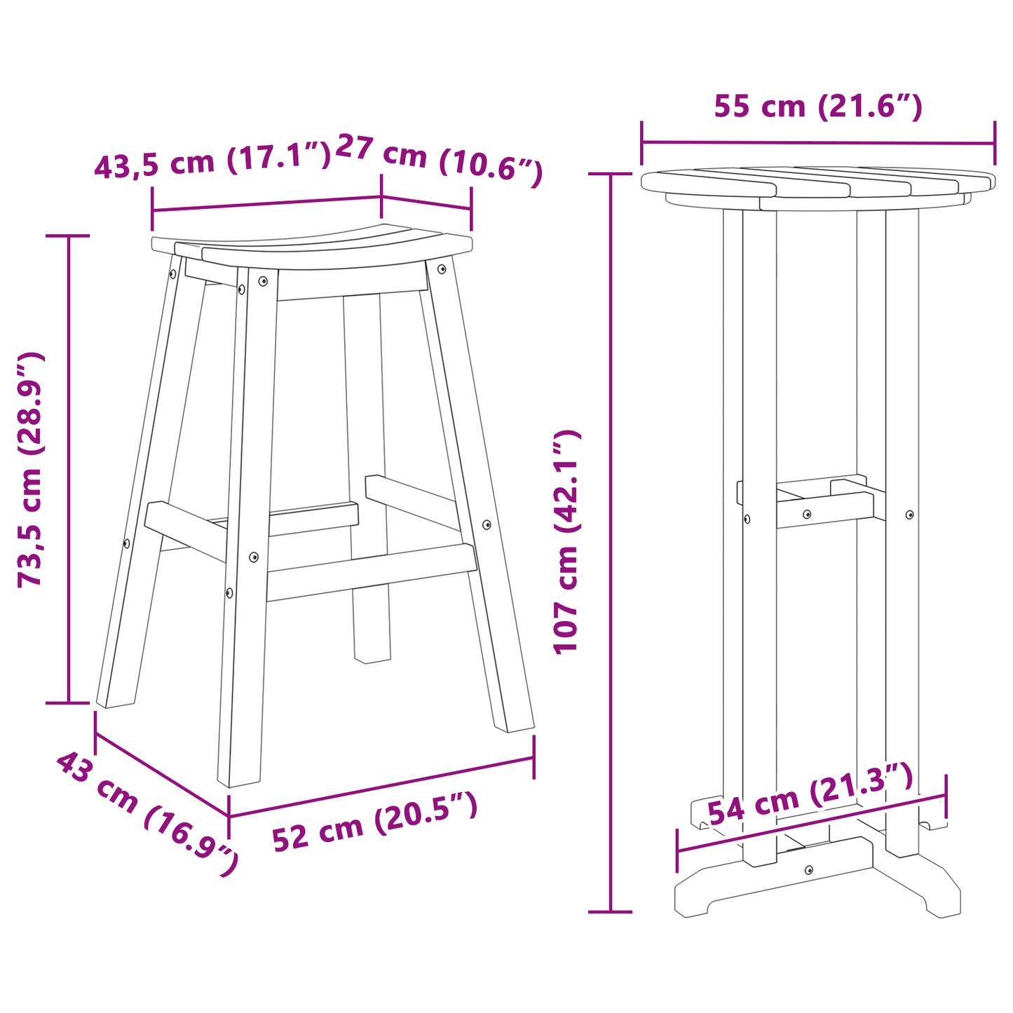 Hage bar sett 3 pcs Svart HDPE