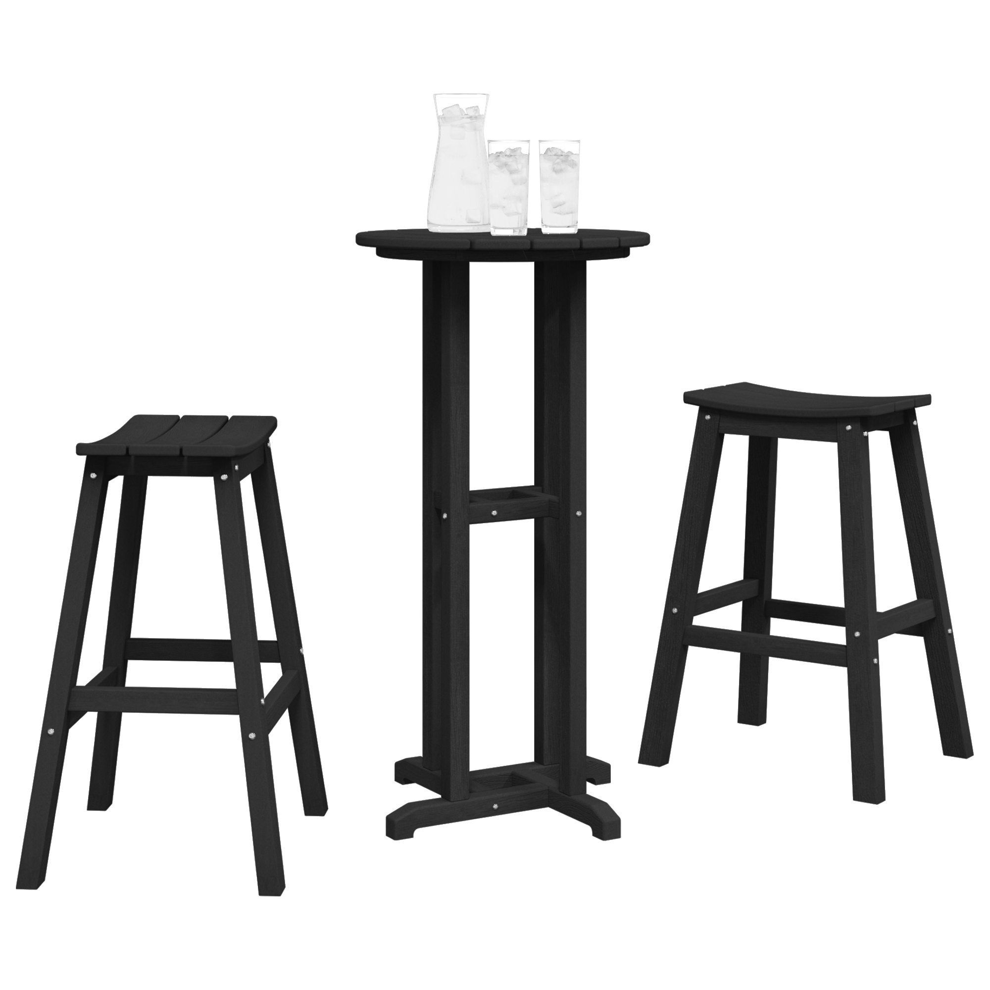 Hage bar sett 3 pcs Svart HDPE