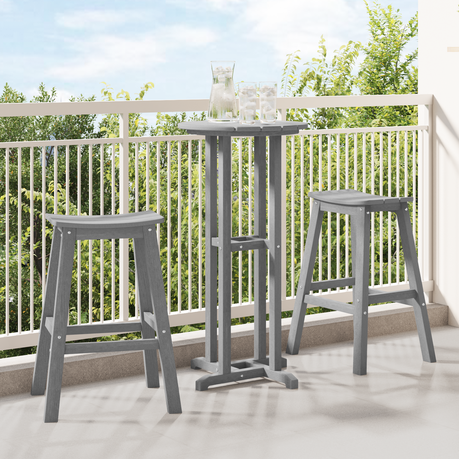 Hage bar sett 3 pcs Lysegrå HDPE