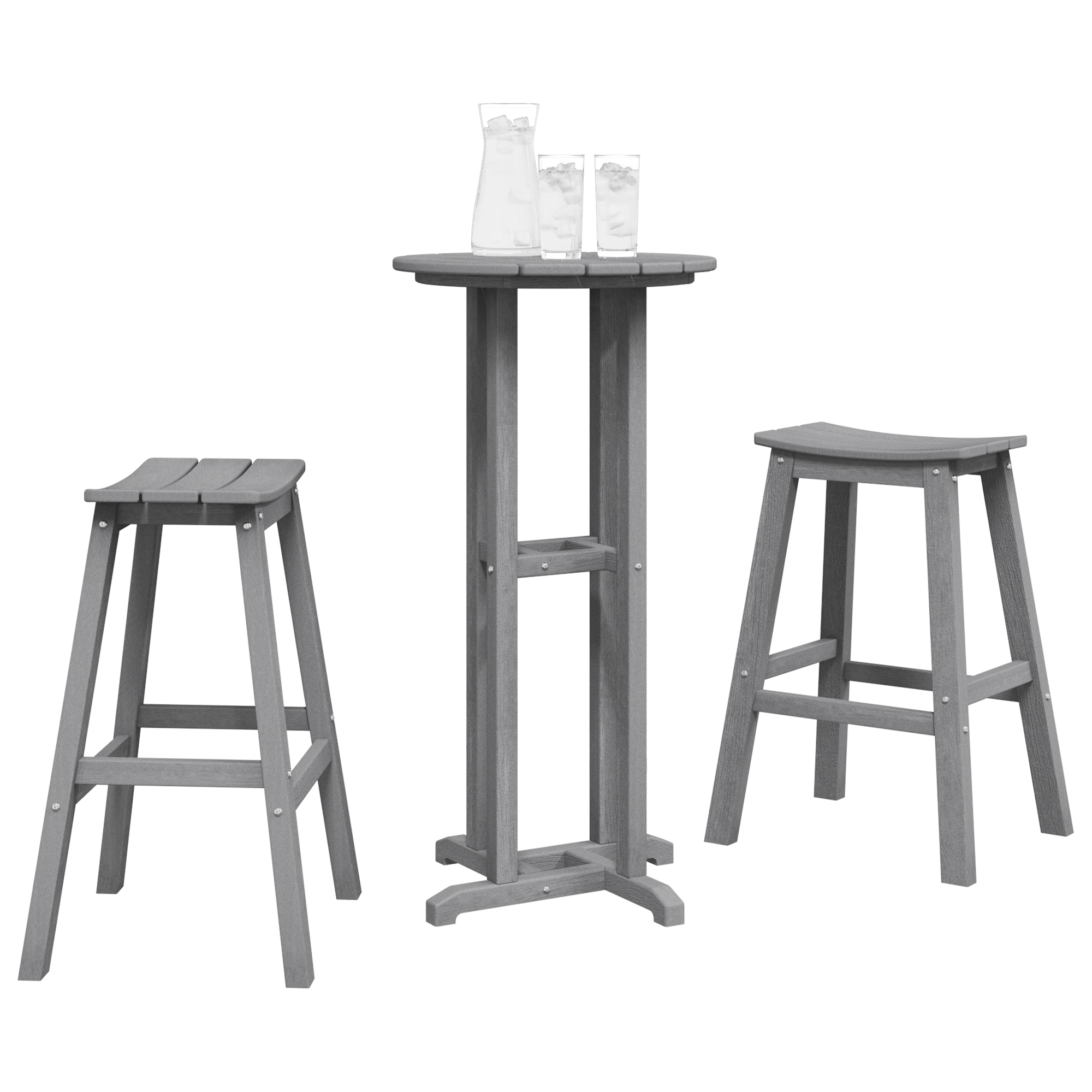 Hage bar sett 3 pcs Lysegrå HDPE
