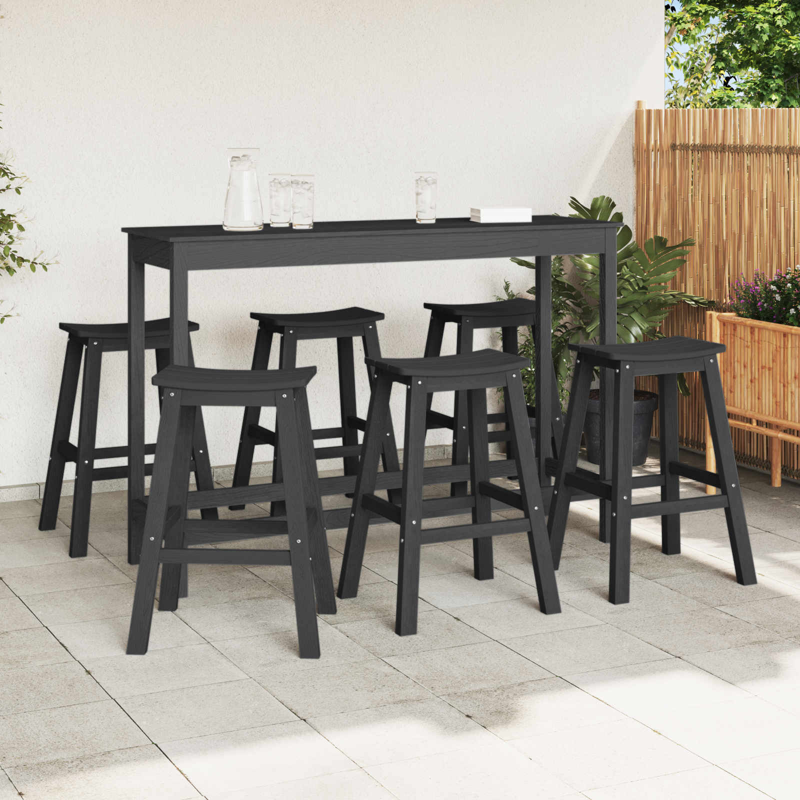 Hage bar sett 6 pcs Svart HDPE