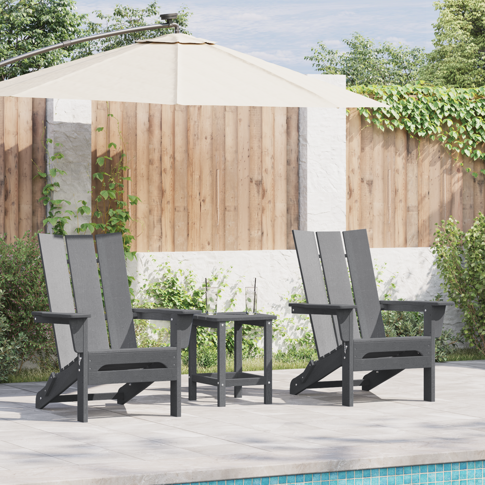 Hage lounge møbler 2 pcs Lysegrå 74.5 x 80.5 x 90cm Plast