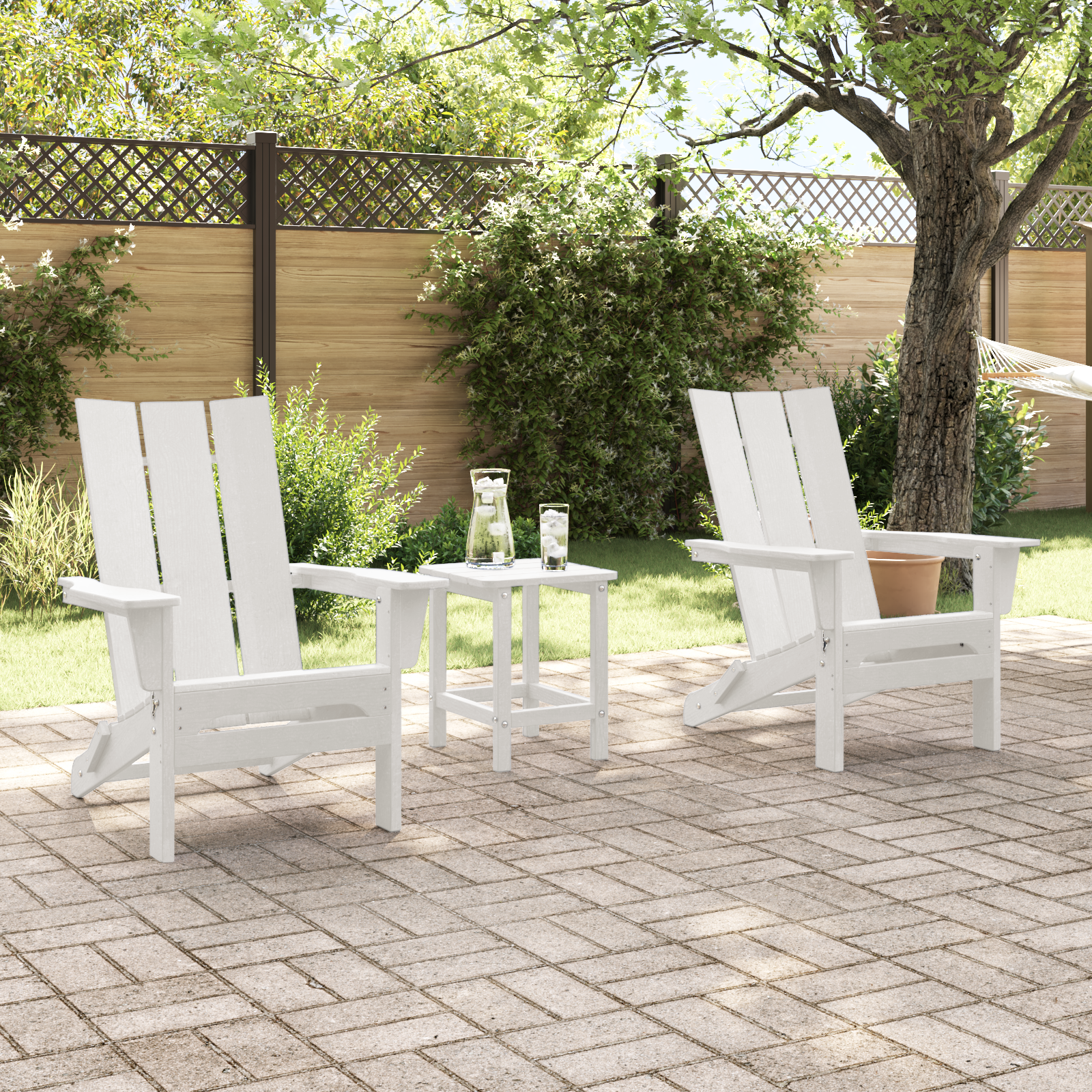 Hage lounge møbler 3 pcs Hvit 38 x 38 x 46cm Plast