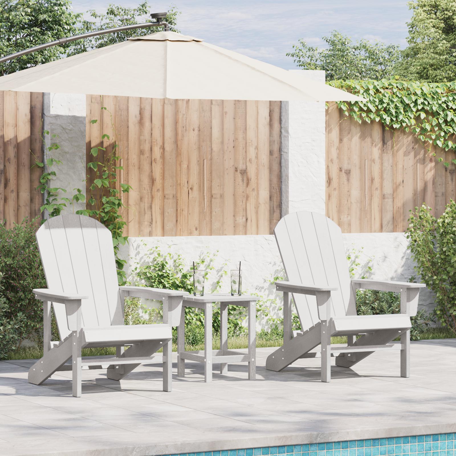 Hage lounge møbler 2 pcs Hvit 74 x 82 x 90cm Polyethylen