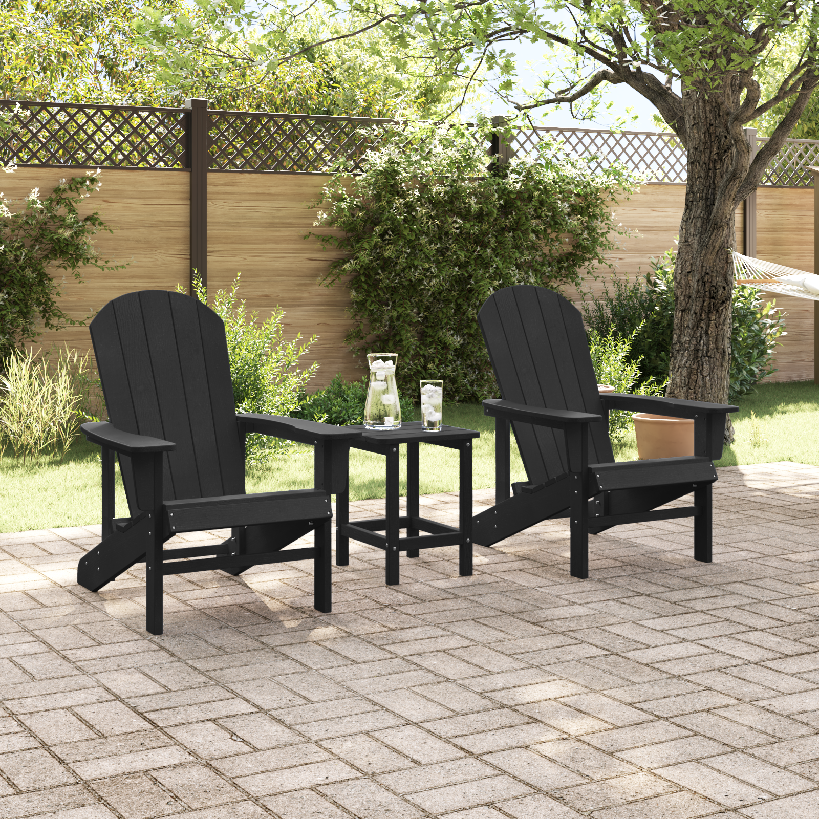 Hage lounge møbler 2 pcs Svart 74 x 82 x 90cm Polyethylen