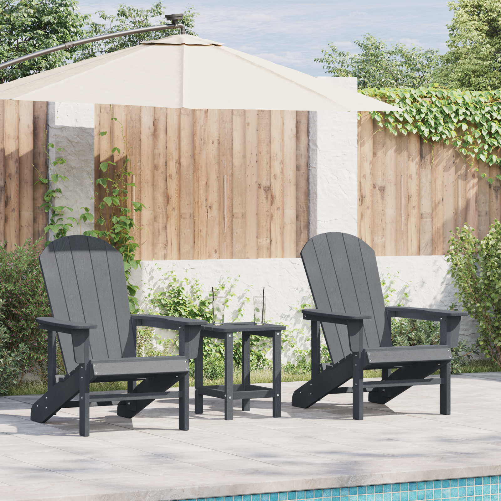 Hage lounge møbler 2 pcs Lysegrå 74 x 82 x 90cm Polyethylen