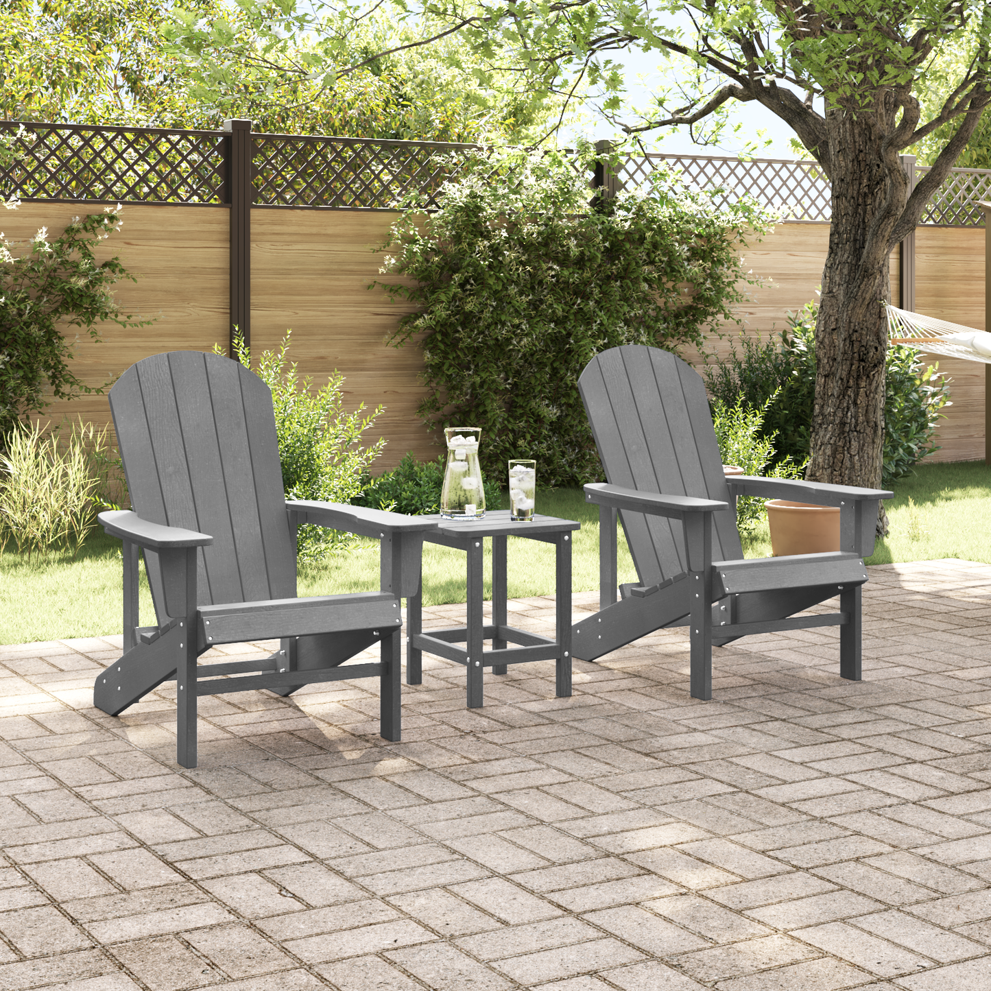 Hage Stol 2 pcs Lysegrå 82 x 74 x 92 cm Polyethylen