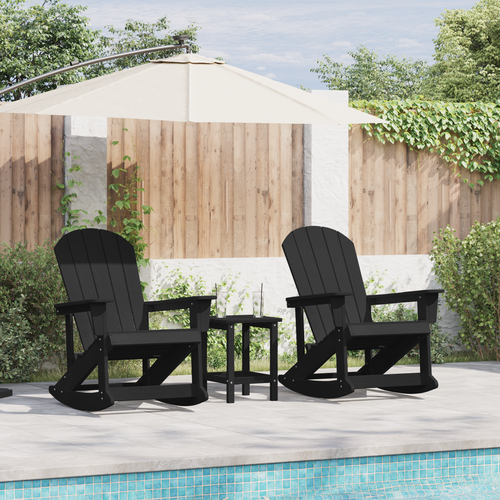 Adirondack Gyngestoler 2 pcs Svart HDPE