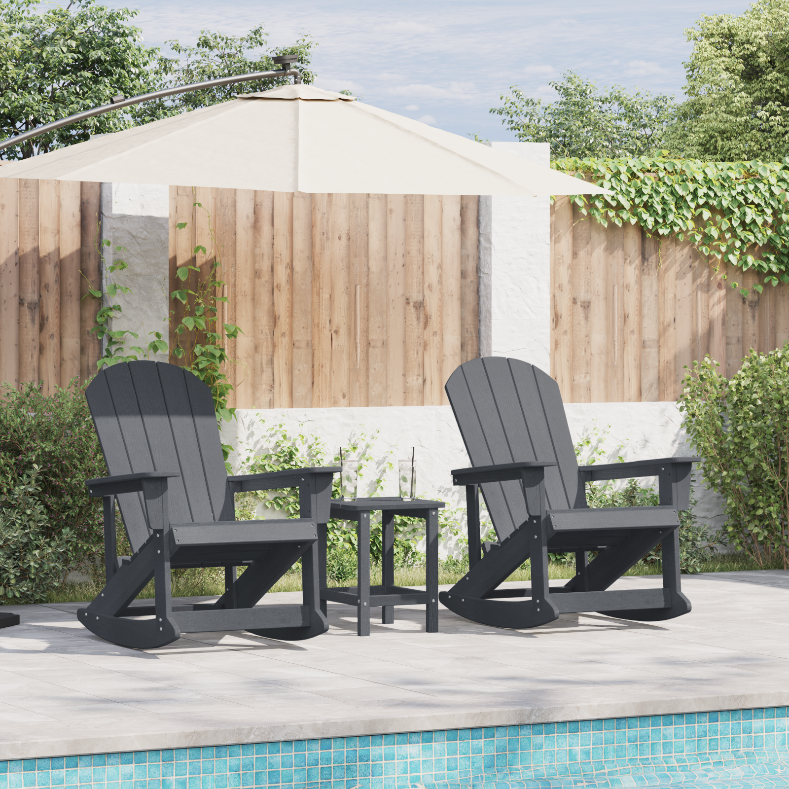 Adirondack Gyngestoler 2 pcs Lysegrå HDPE