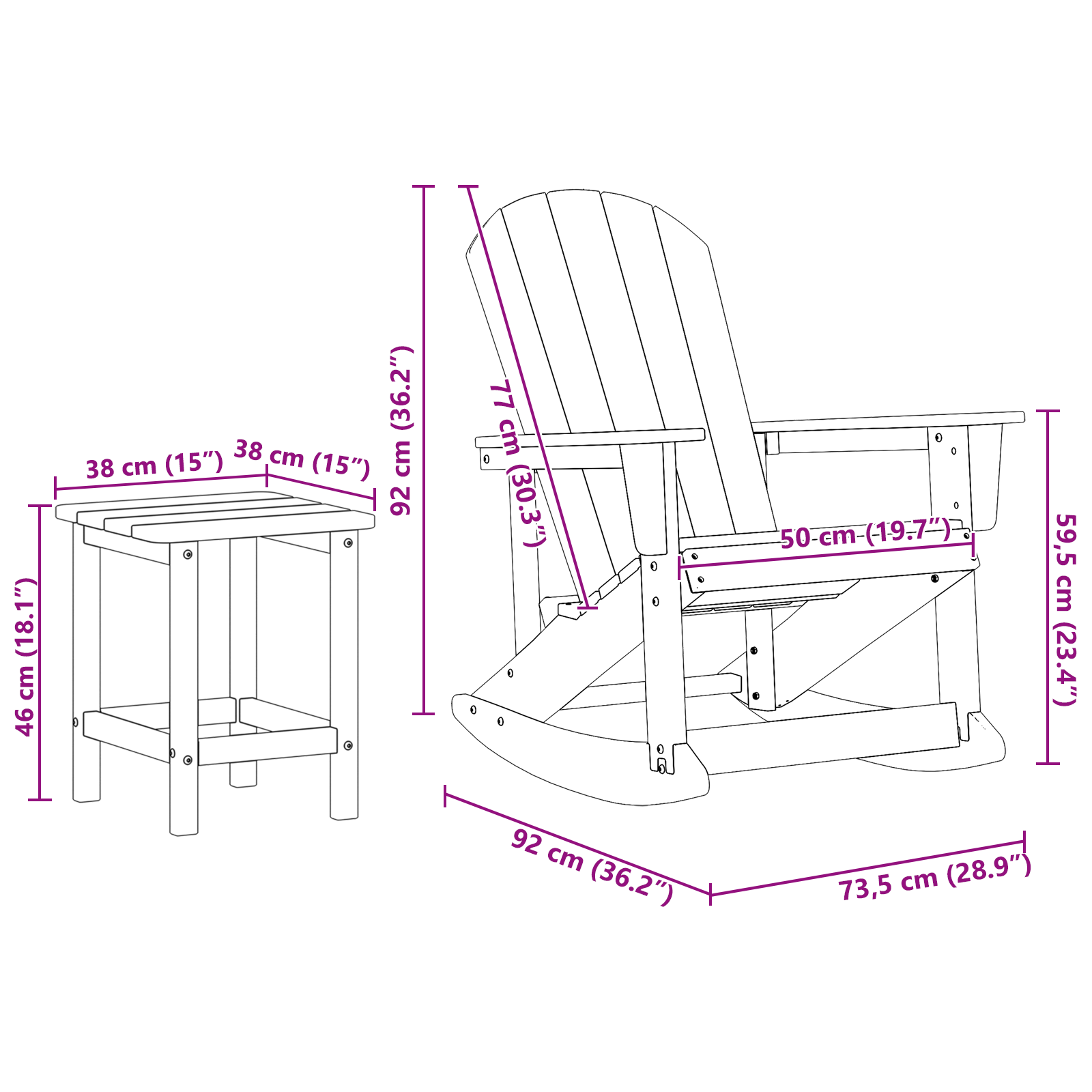 Hage lounge sett Hvit HDPE