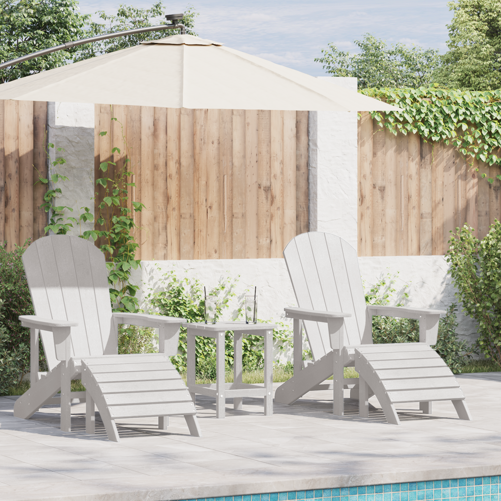 Hage lounge møbler 2 pcs Hvit 74 x 82 x 90cm Plast