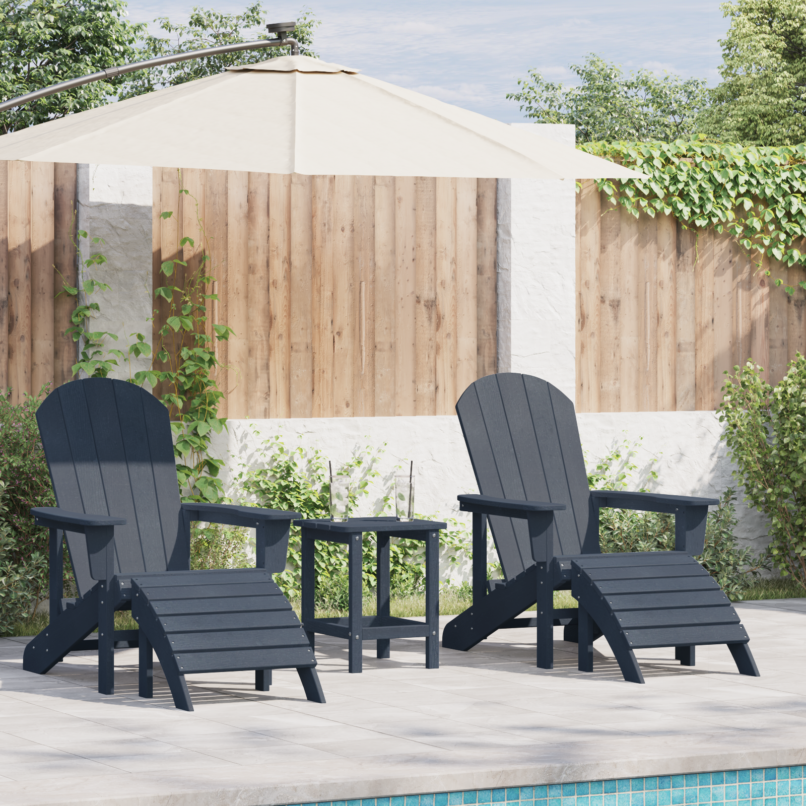Hage lounge møbler 2 pcs Havblå 74 x 82 x 90cm Plast