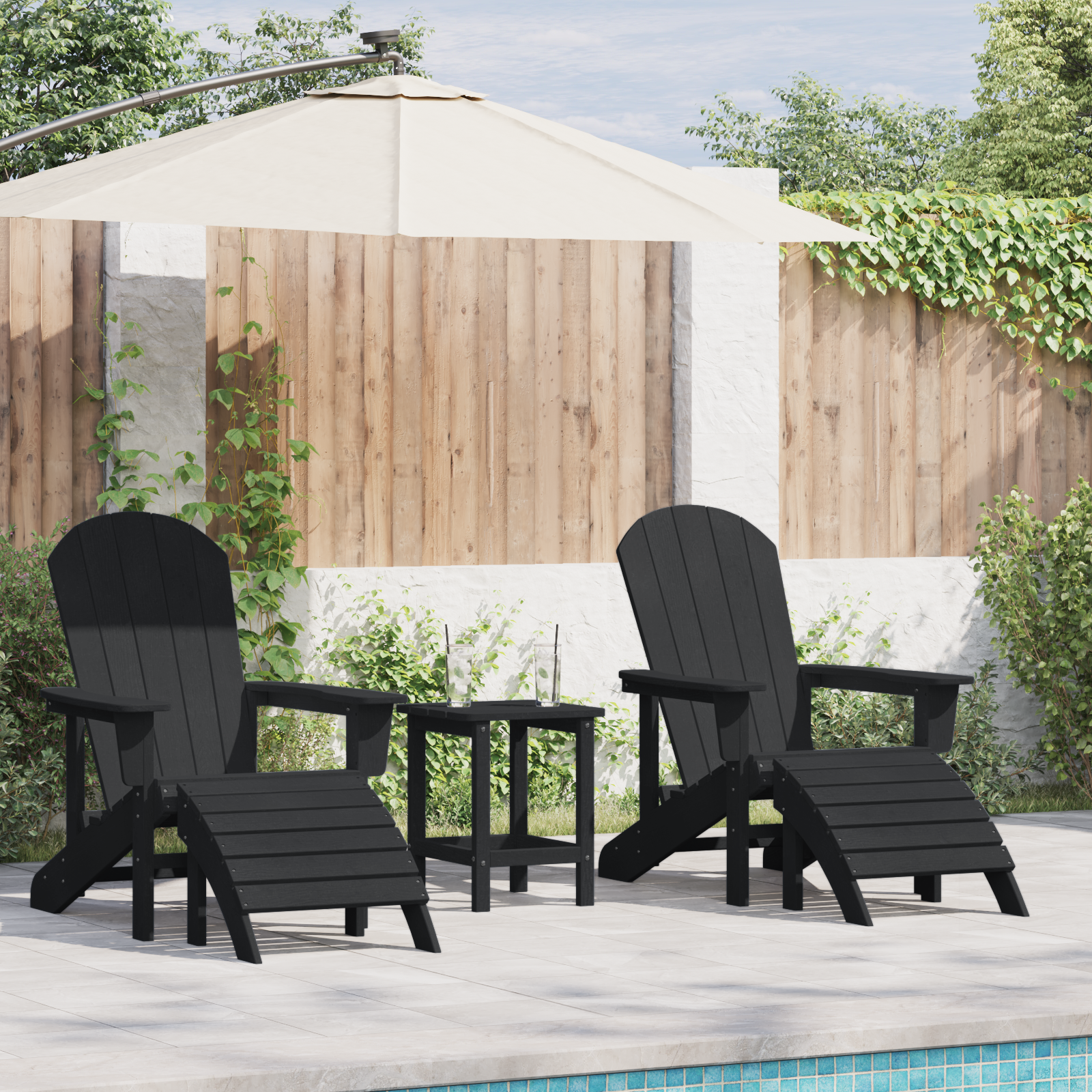 Hage lounge møbler 3 pcs Svart 38 x 38 x 46cm Plast