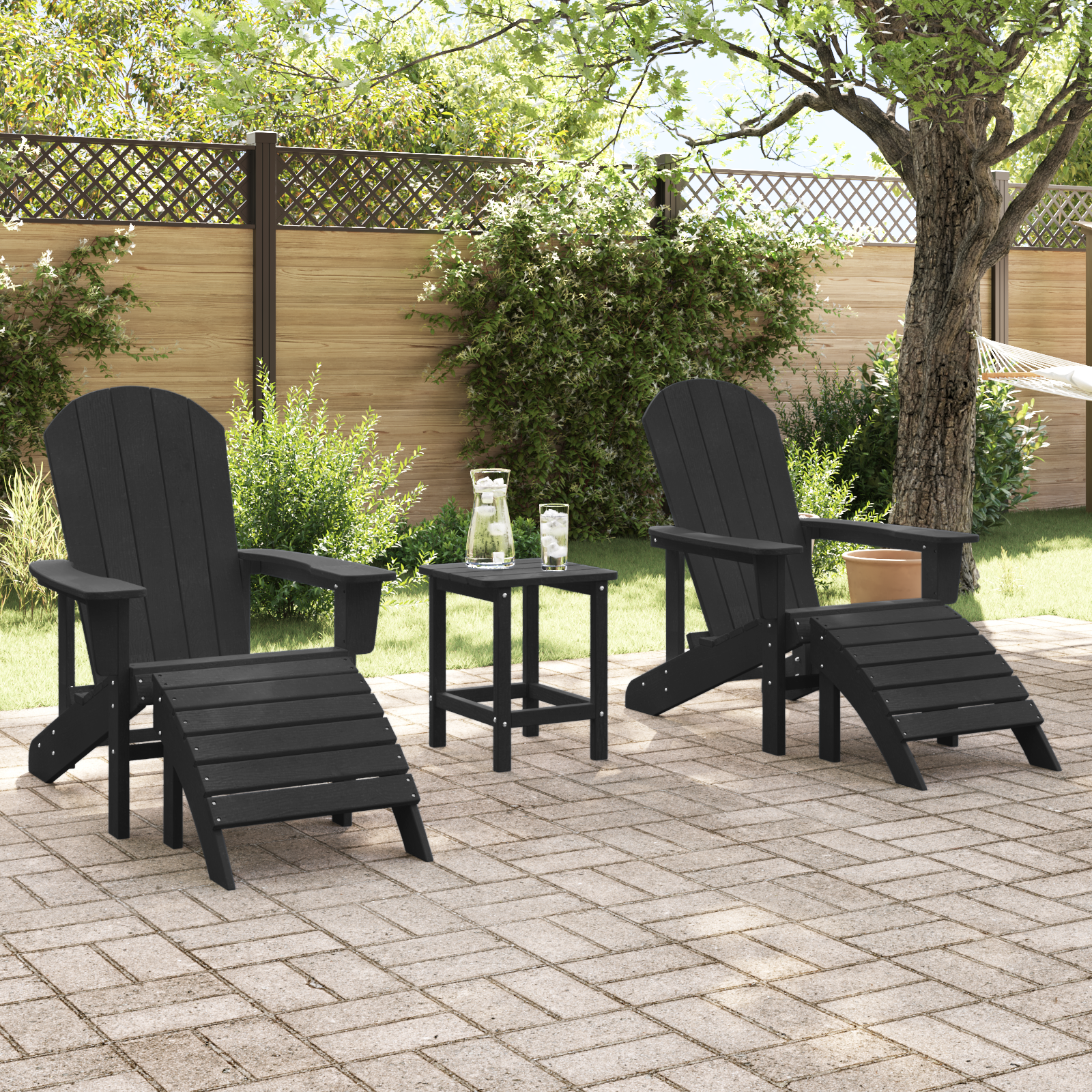 Hage lounge møbler 3 pcs Svart 38 x 38 x 46cm Plast