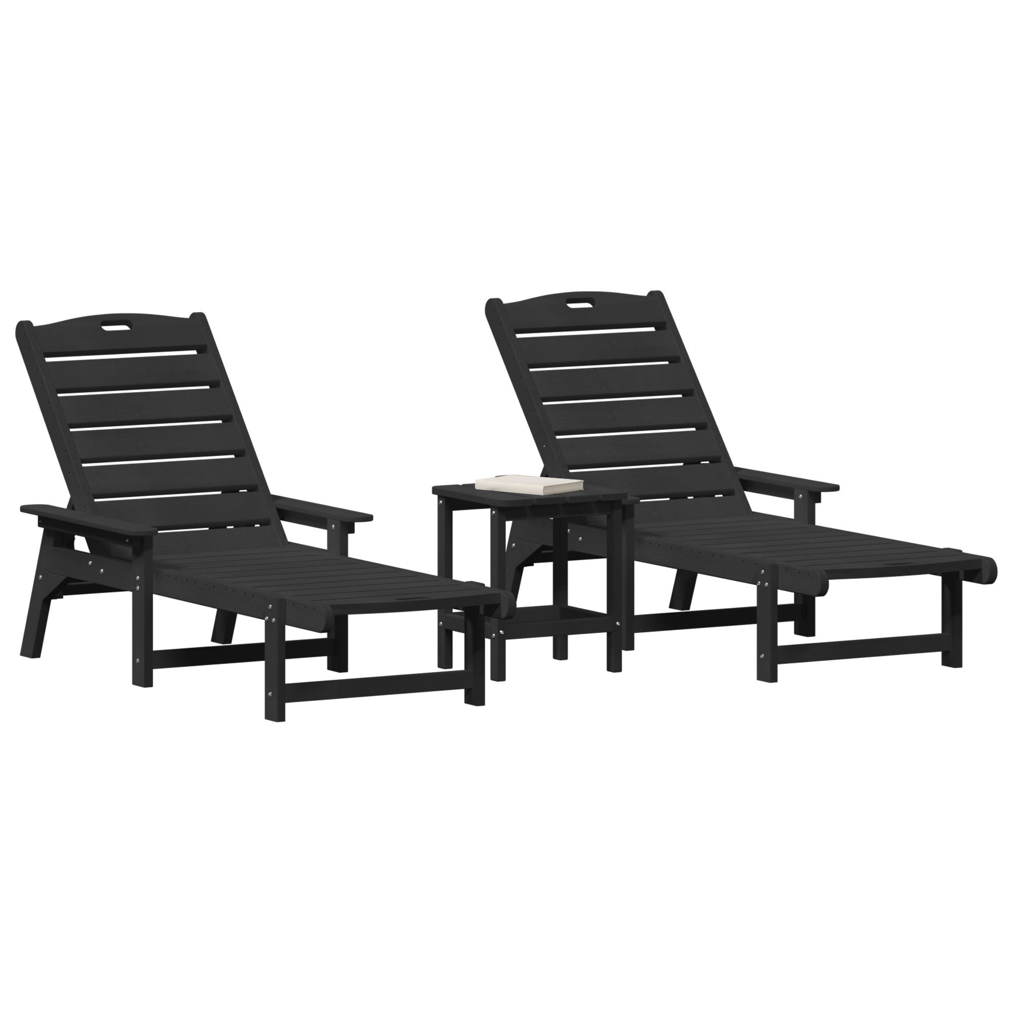 Hage lounge møbler 3 pcs Svart 38 x 38 x 46cm Polyethylen