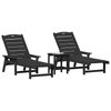 Hage lounge møbler 3 pcs Svart 38 x 38 x 46cm Polyethylen