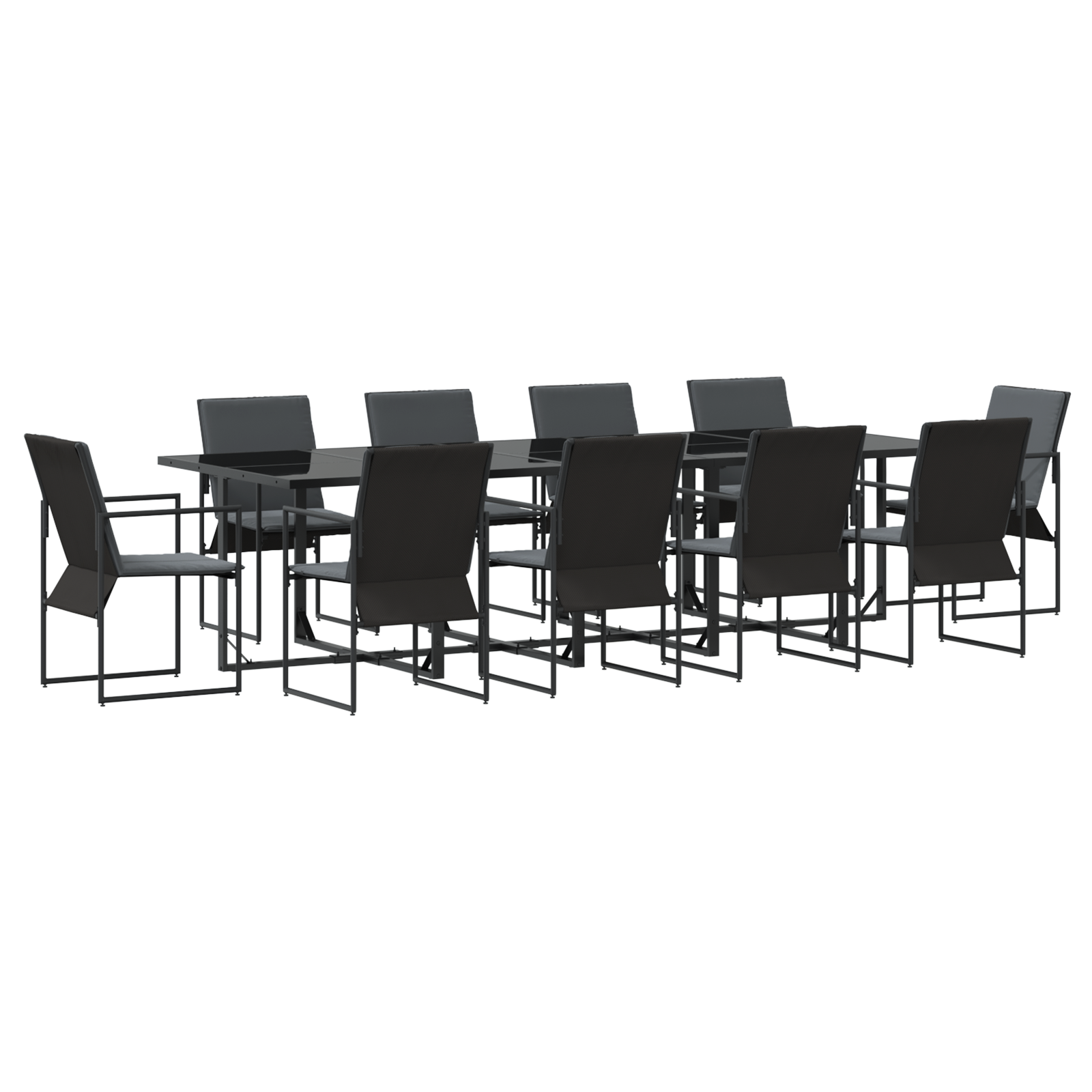 Hage Spisegruppe 11 pcs Svart Stål