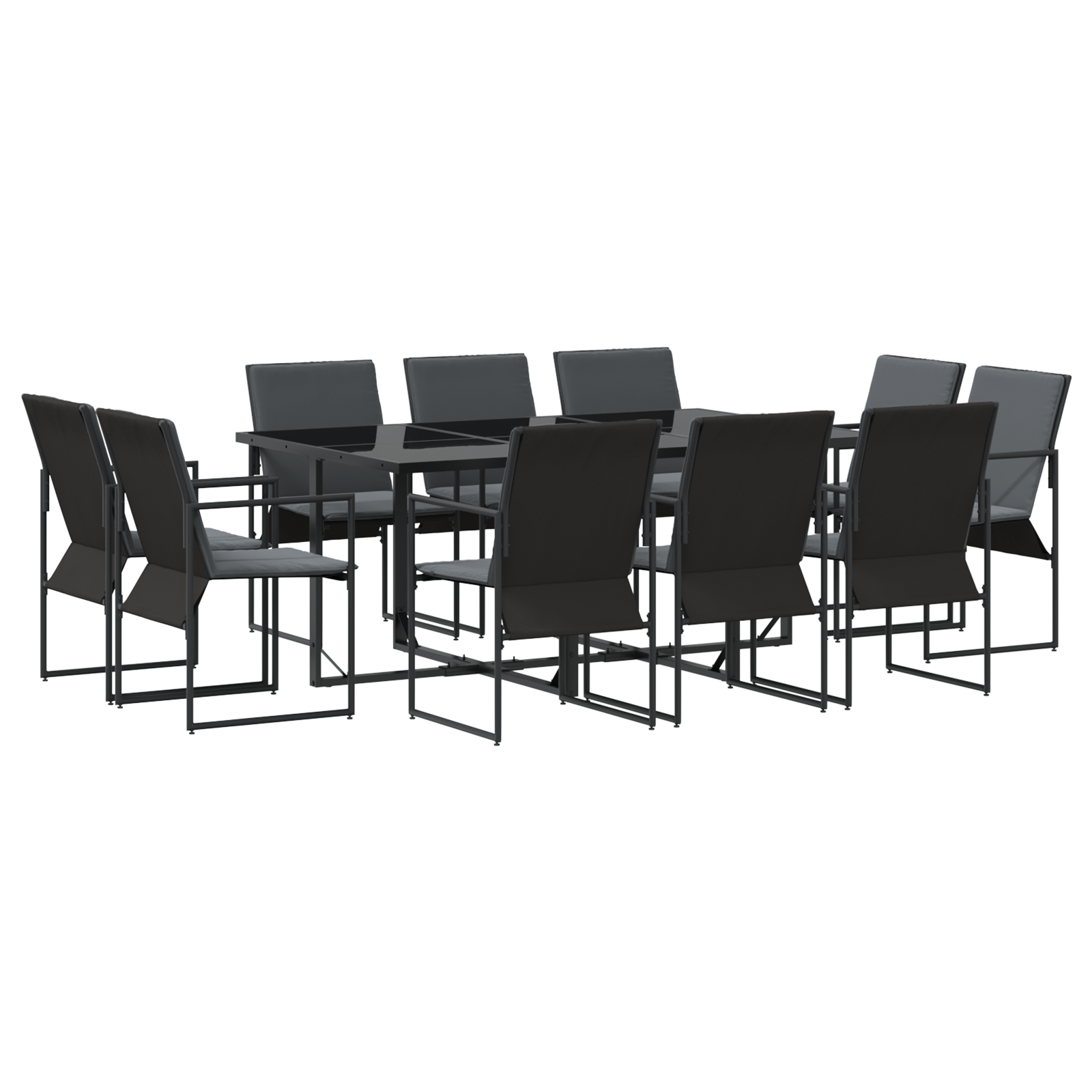 Hage Spisegruppe 11 pcs Svart Stål