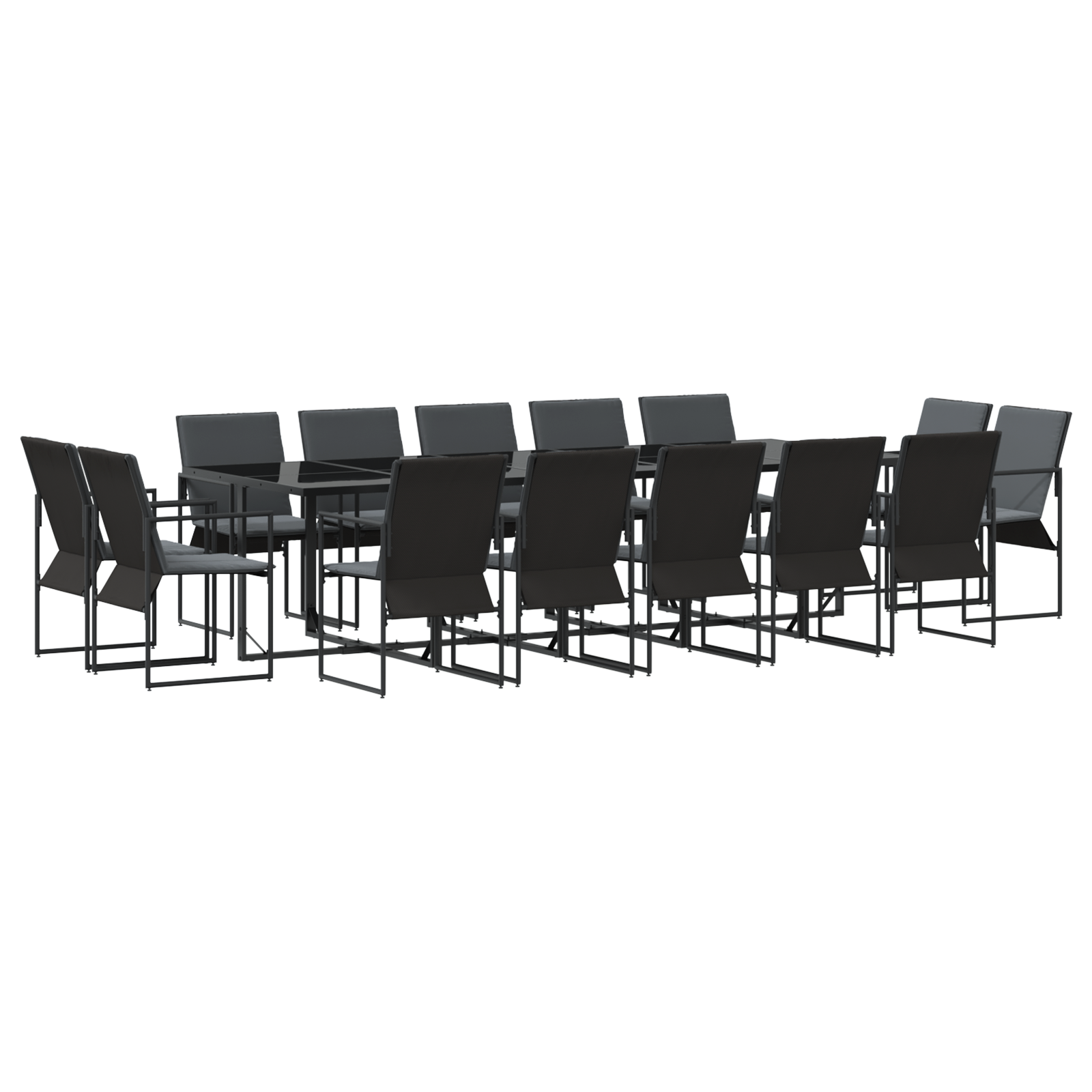 Hage Spisegruppe 15 pcs Svart Stål